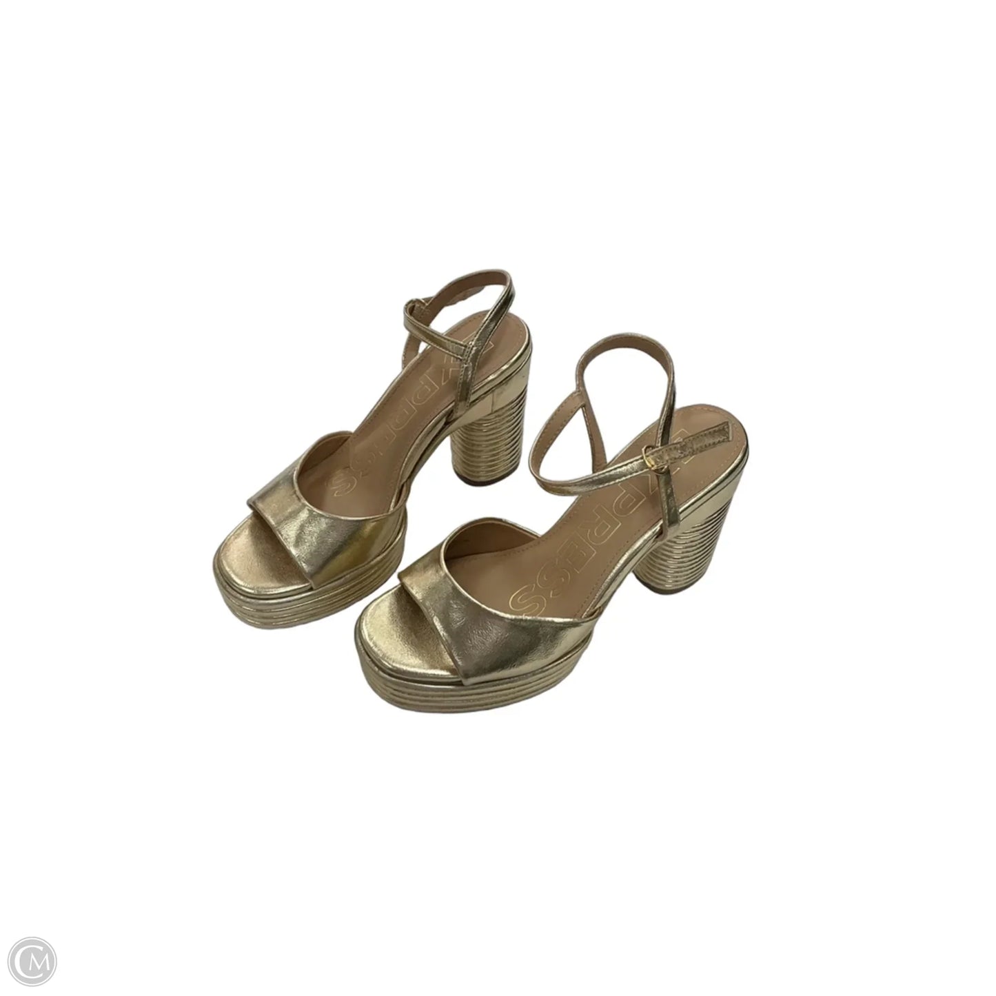 Sandals Heels Platform By Express In Gold, Size: 9