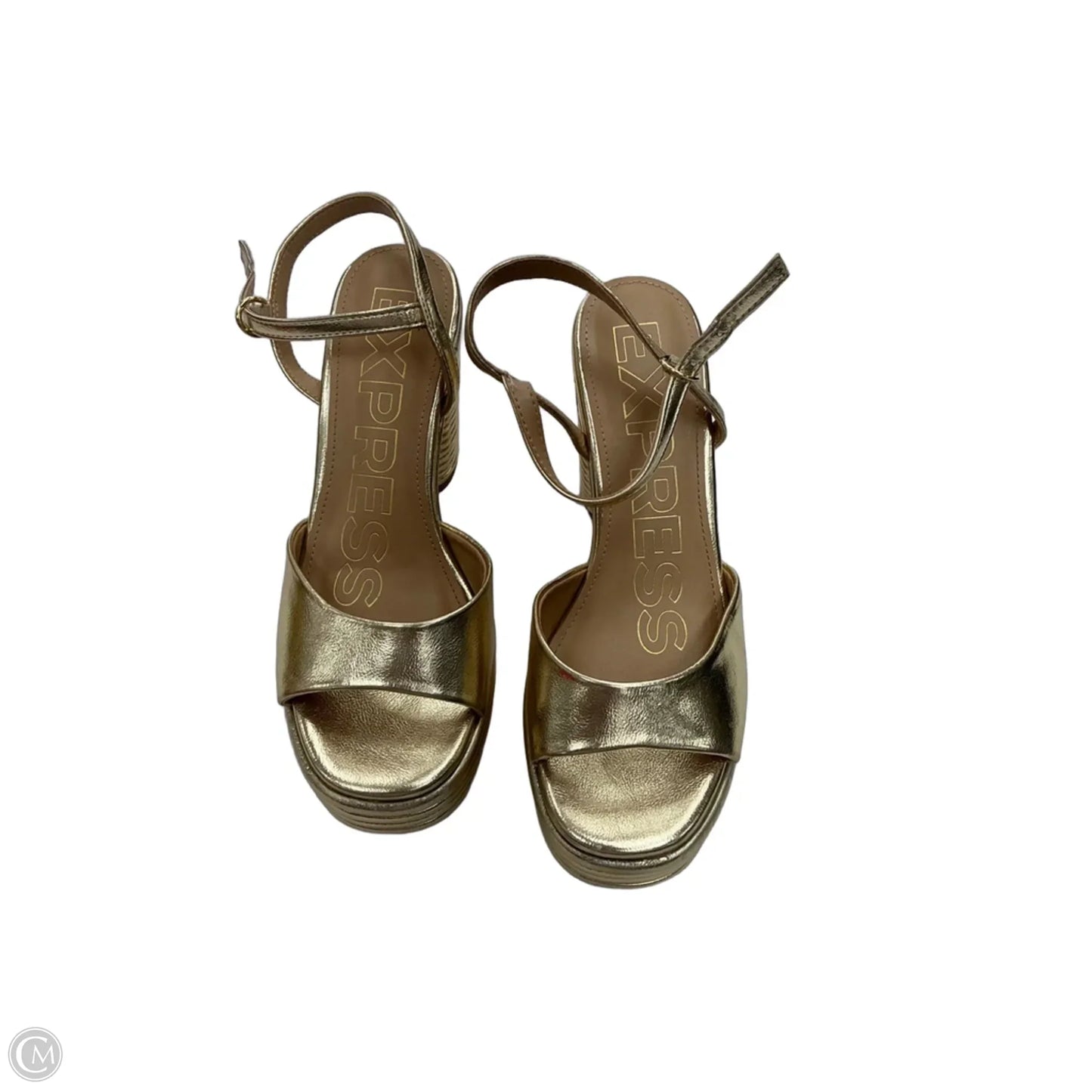 Sandals Heels Platform By Express In Gold, Size: 9