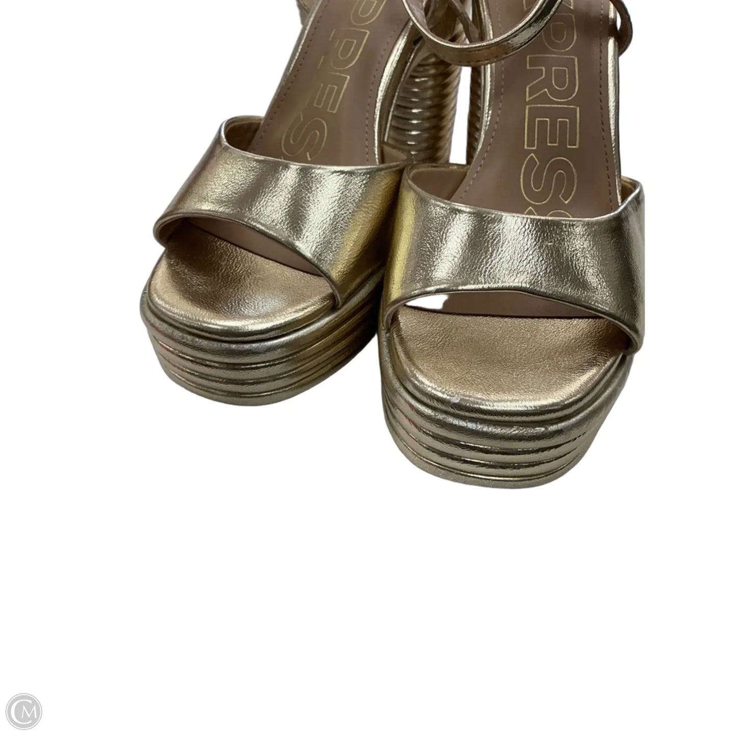 Sandals Heels Platform By Express In Gold, Size: 9
