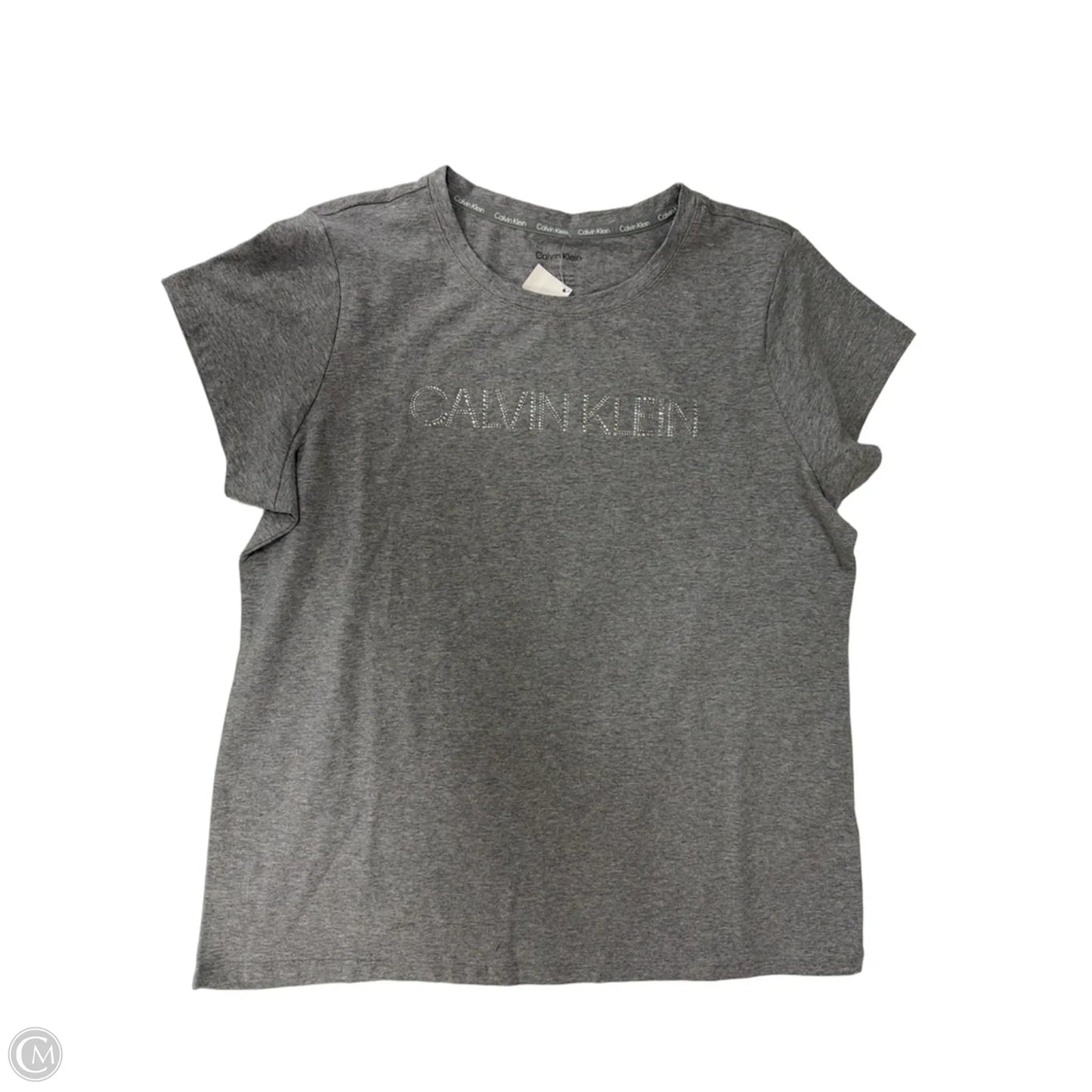 Top Short Sleeve By Calvin Klein In Grey, Size: L