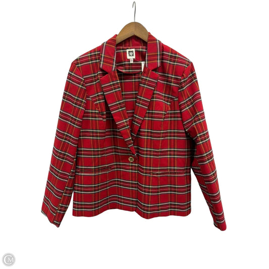 Blazer By Anne Klein In Plaid Pattern, Size: Xl