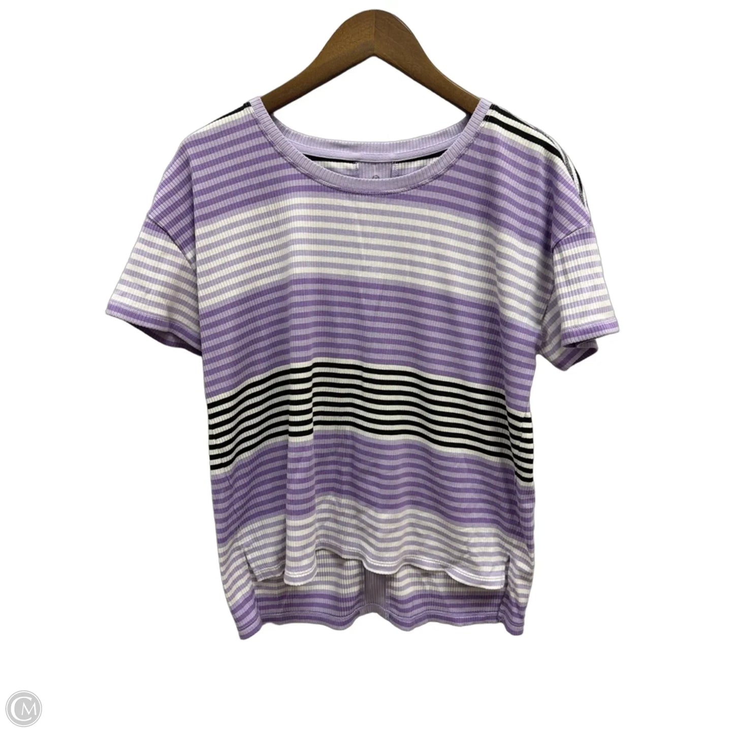 Top Short Sleeve By Talbots In Striped Pattern, Size: L