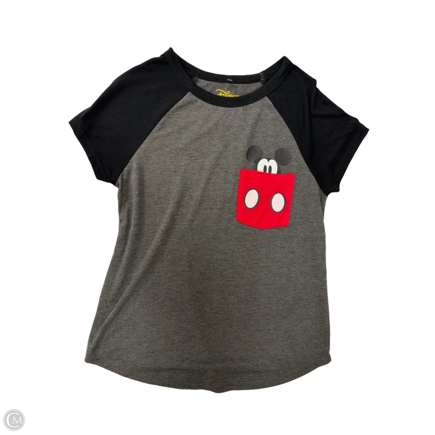 Top Short Sleeve By Disney In Black & Grey, Size: M