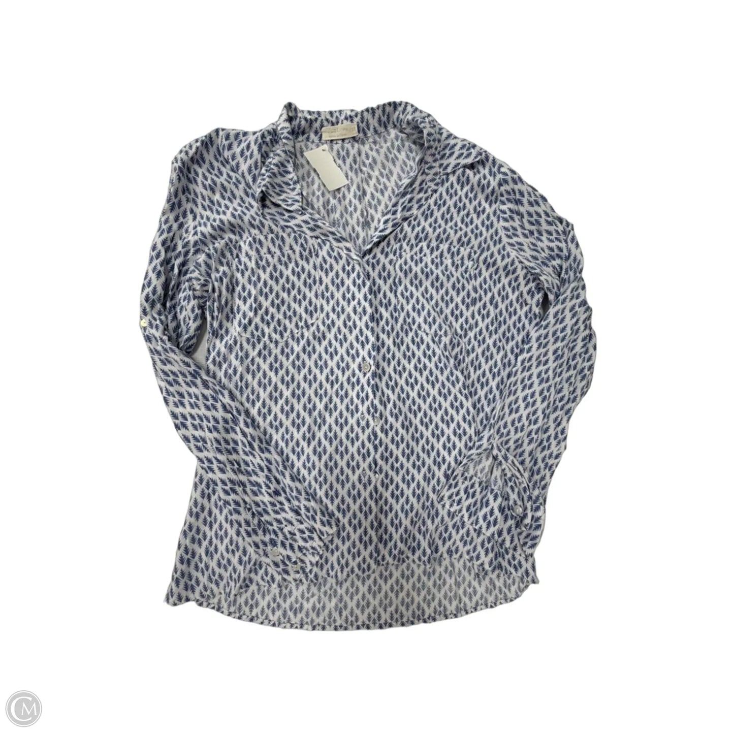 Top Long Sleeve By Just Living In Blue & White, Size: L