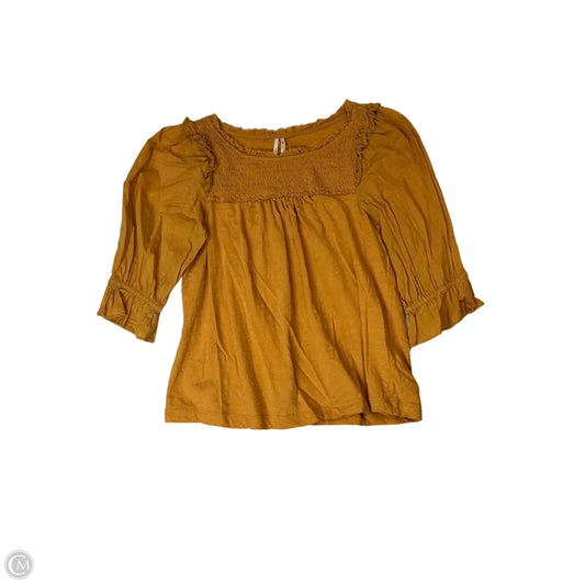 Top 3/4 Sleeve By Anthropologie In Yellow, Size: Xs