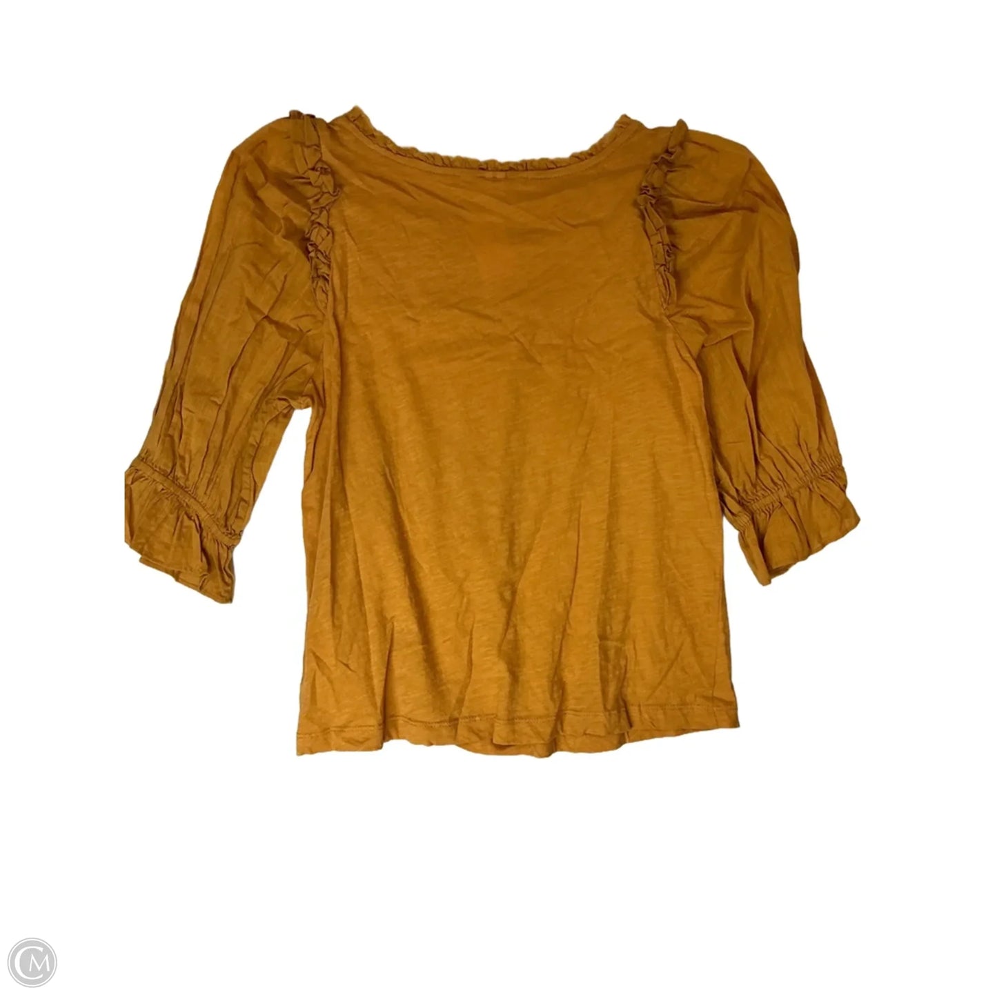 Top 3/4 Sleeve By Anthropologie In Yellow, Size: Xs