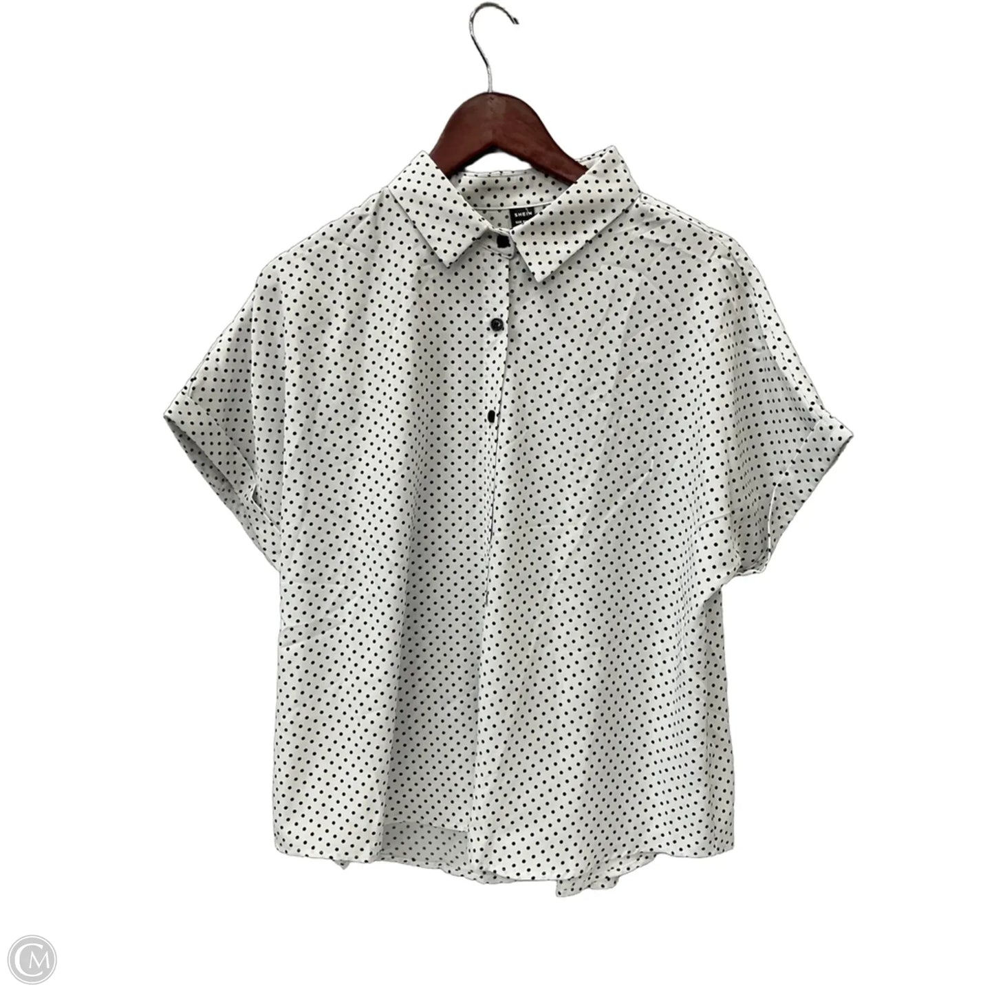 Top Short Sleeve By Shein In Polkadot Pattern, Size: L