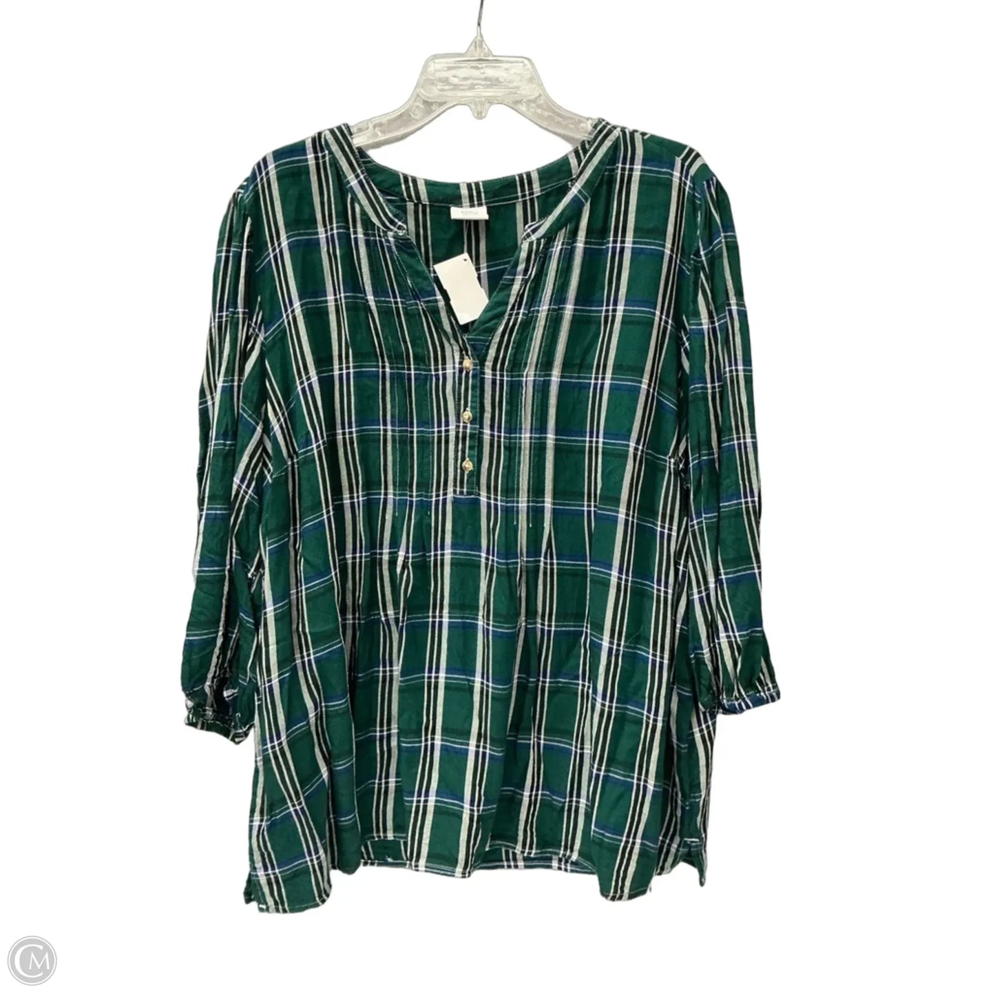 Top Long Sleeve By Croft And Barrow In Plaid Pattern, Size: 2x