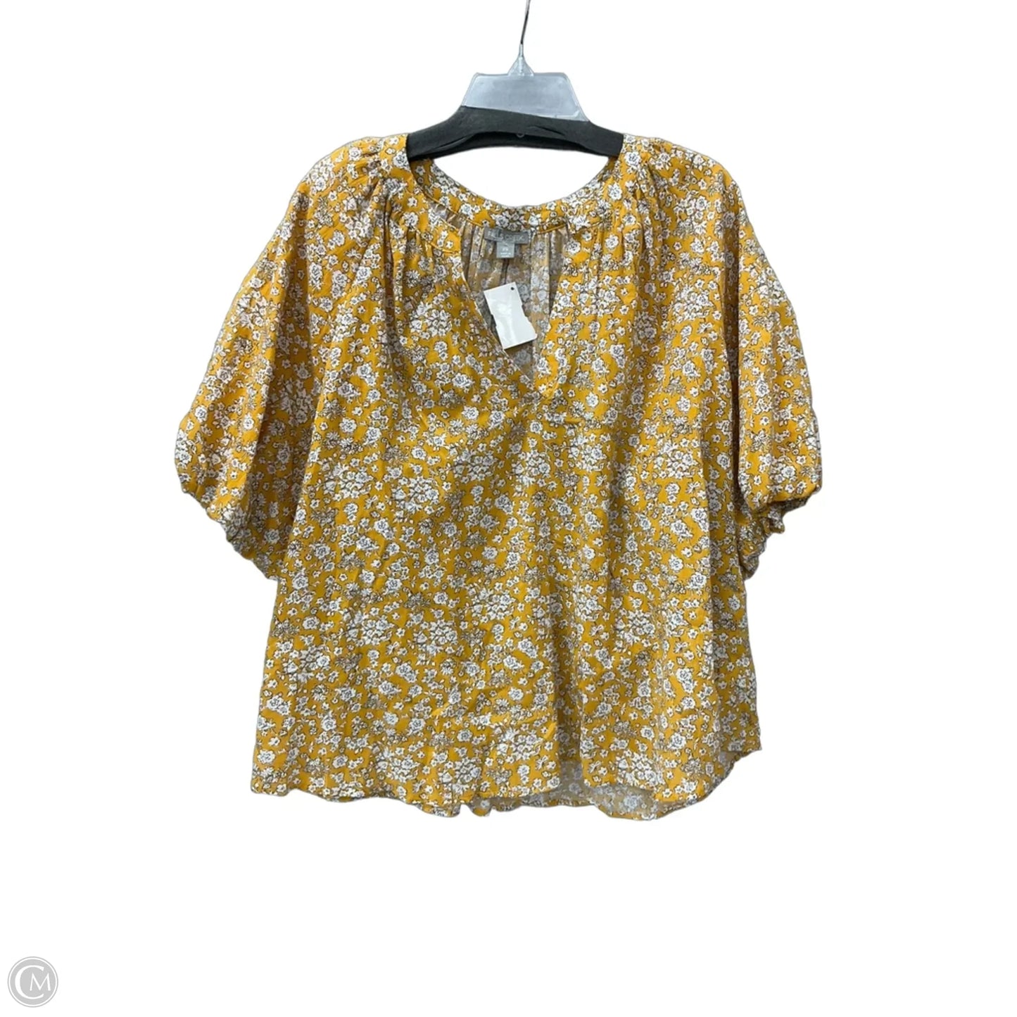 Top Short Sleeve By Falls Creek In Yellow, Size: 2x
