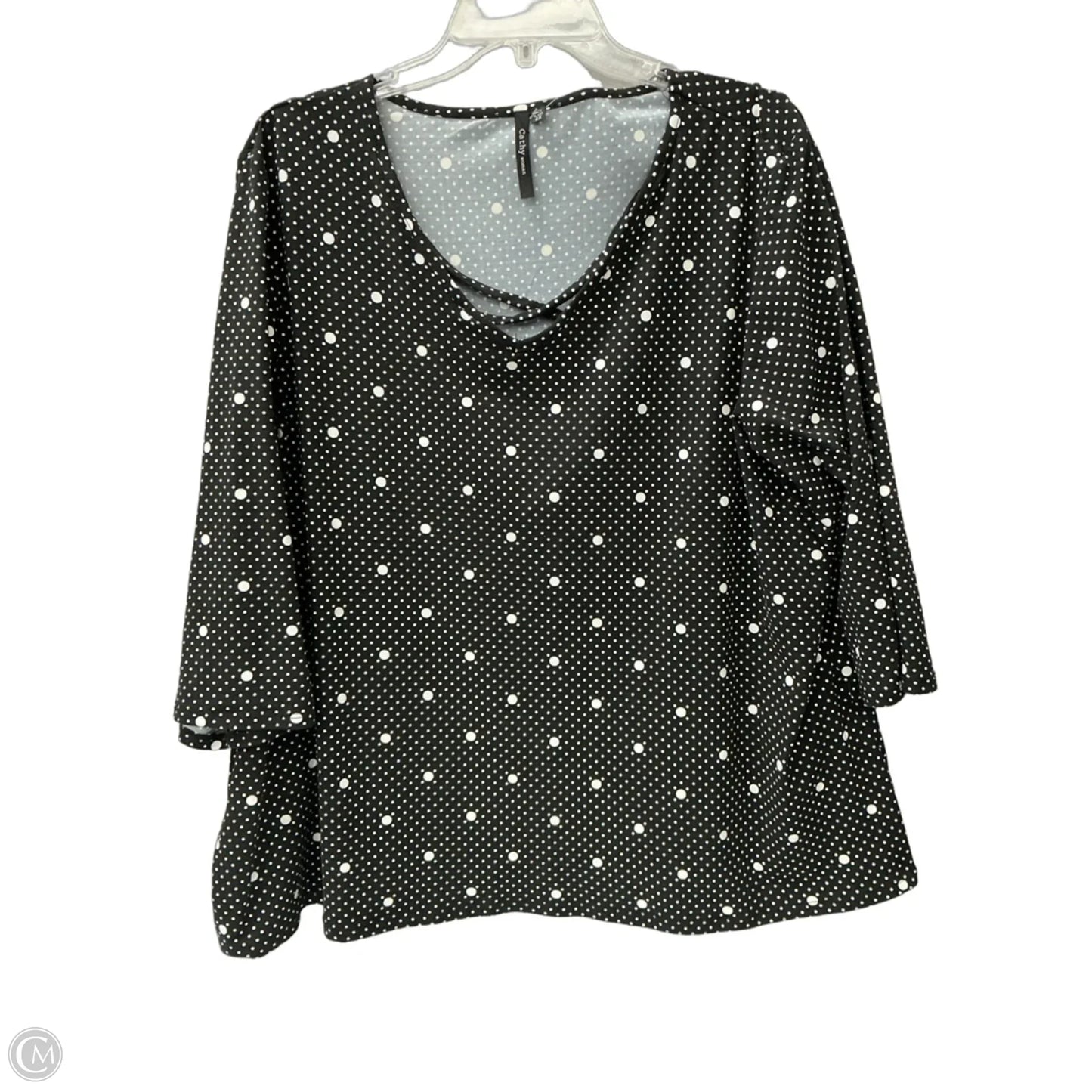 Top 3/4 Sleeve By Clothes Mentor In Polkadot Pattern, Size: 2x