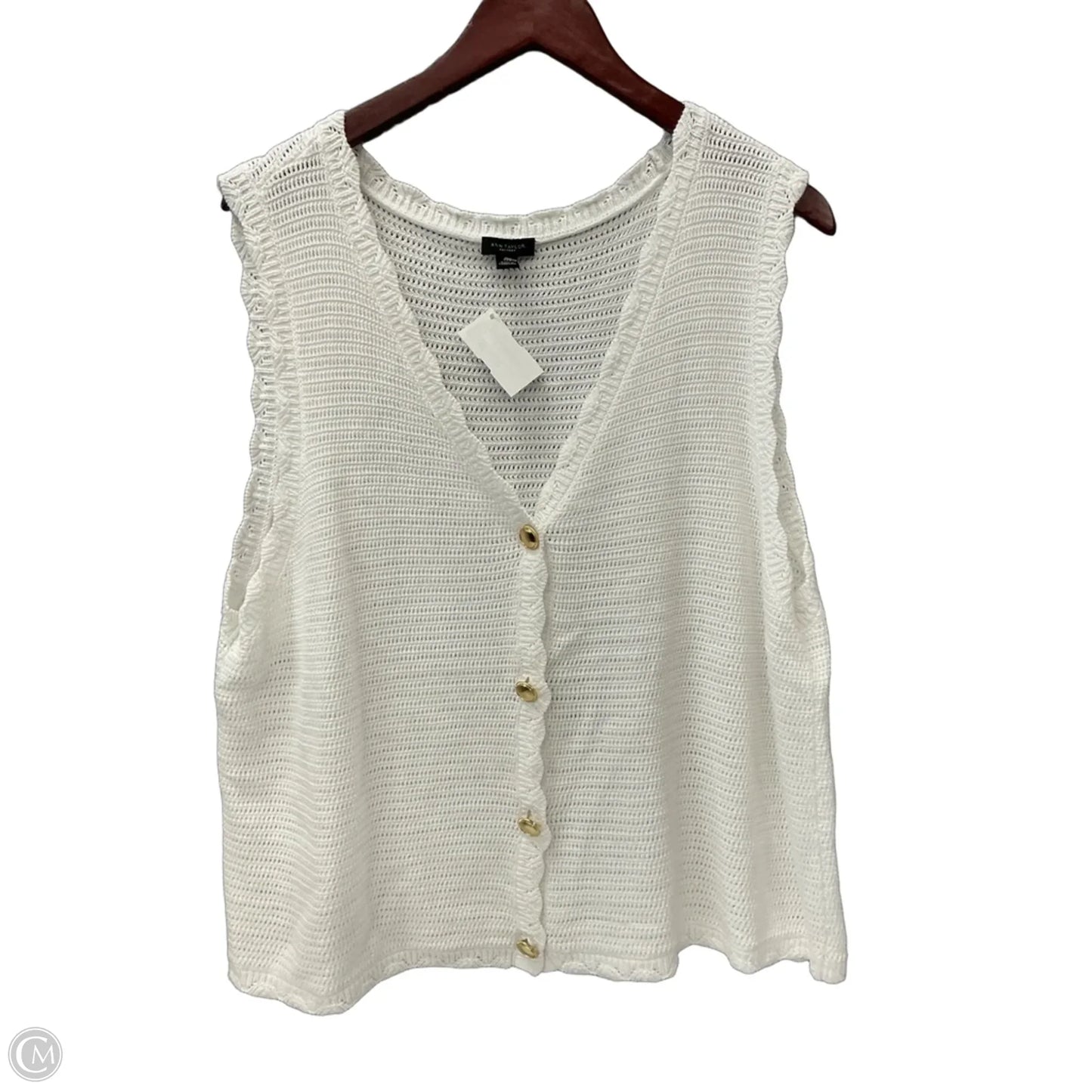 Vest Sweater By Ann Taylor In White, Size: 1x