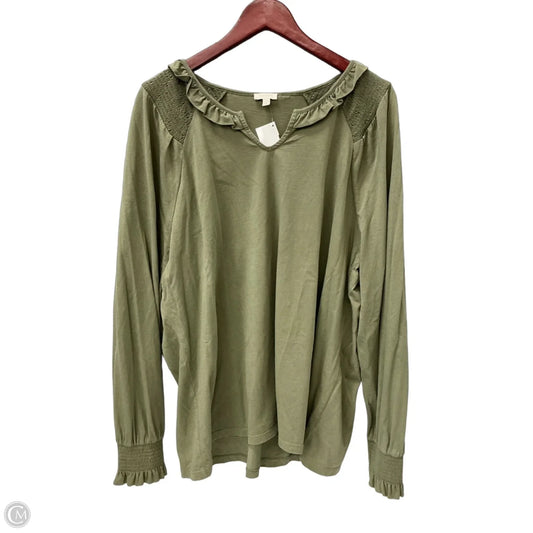 Top Long Sleeve By Talbots In Green, Size: Xl