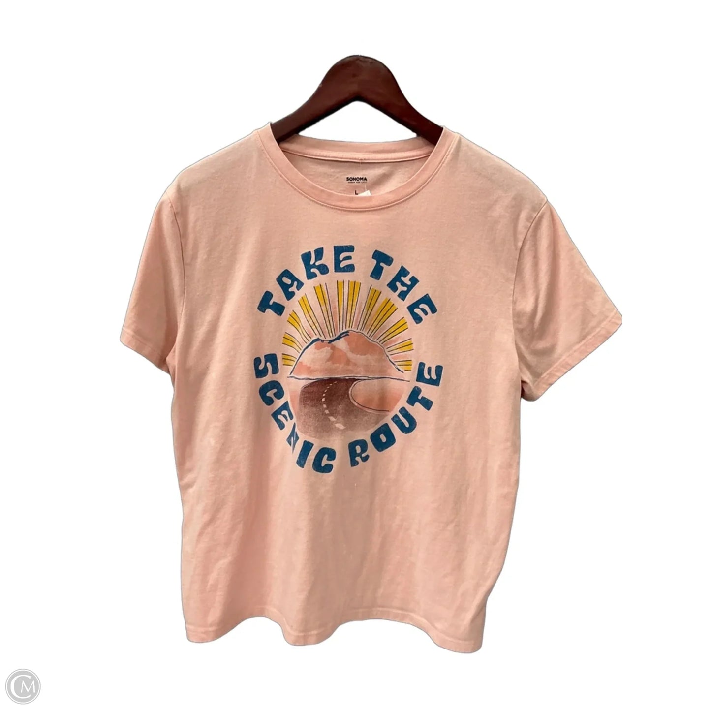 Top Short Sleeve By Sonoma In Peach, Size: L