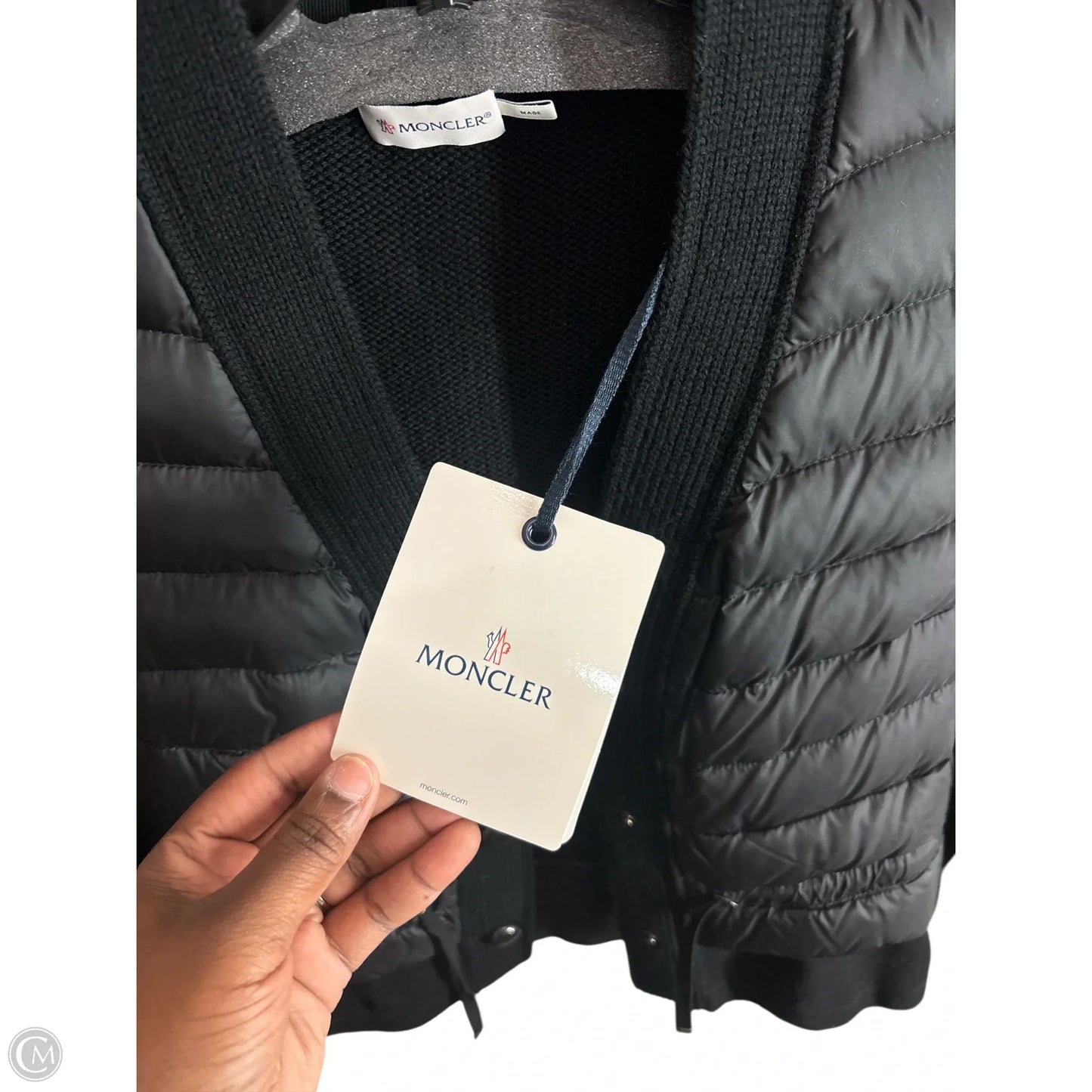 Jacket Luxury Designer By Moncler In Black, Size: Xs