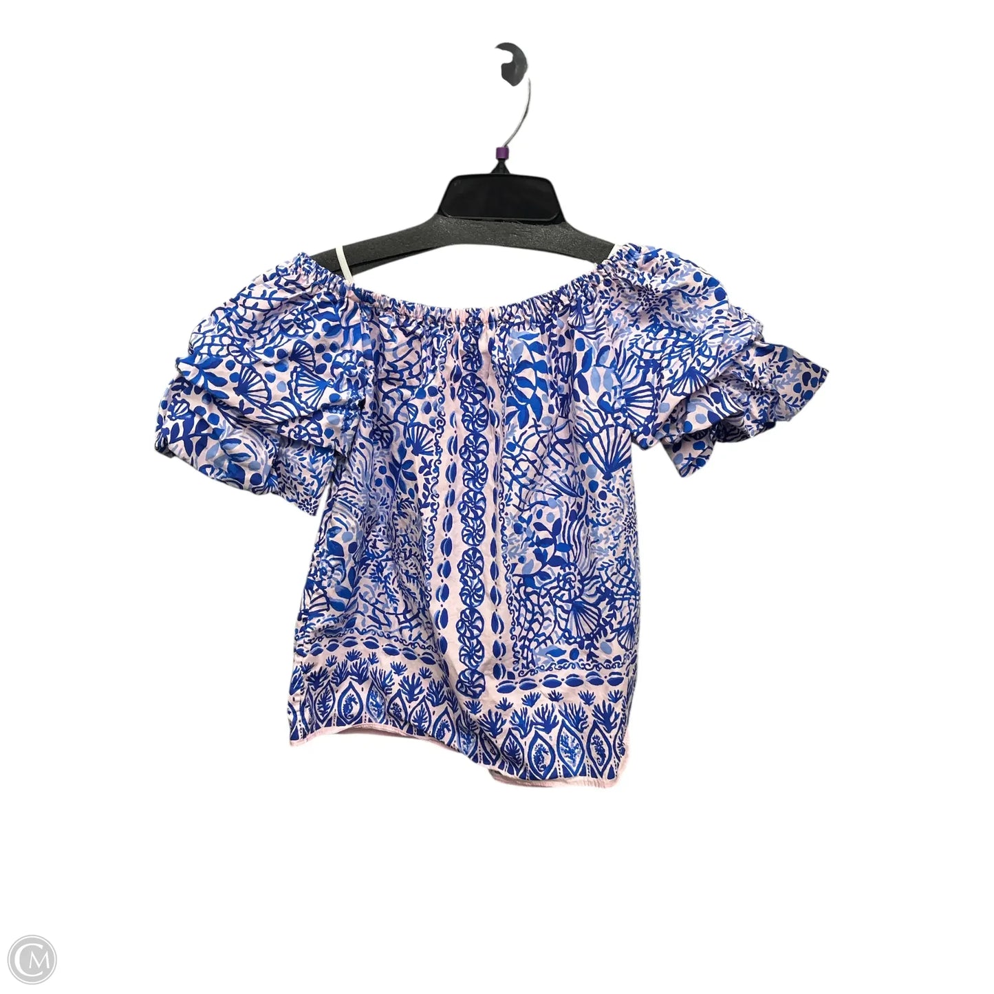 Top Short Sleeve Designer By Lilly Pulitzer In Black & Pink, Size: Xxs