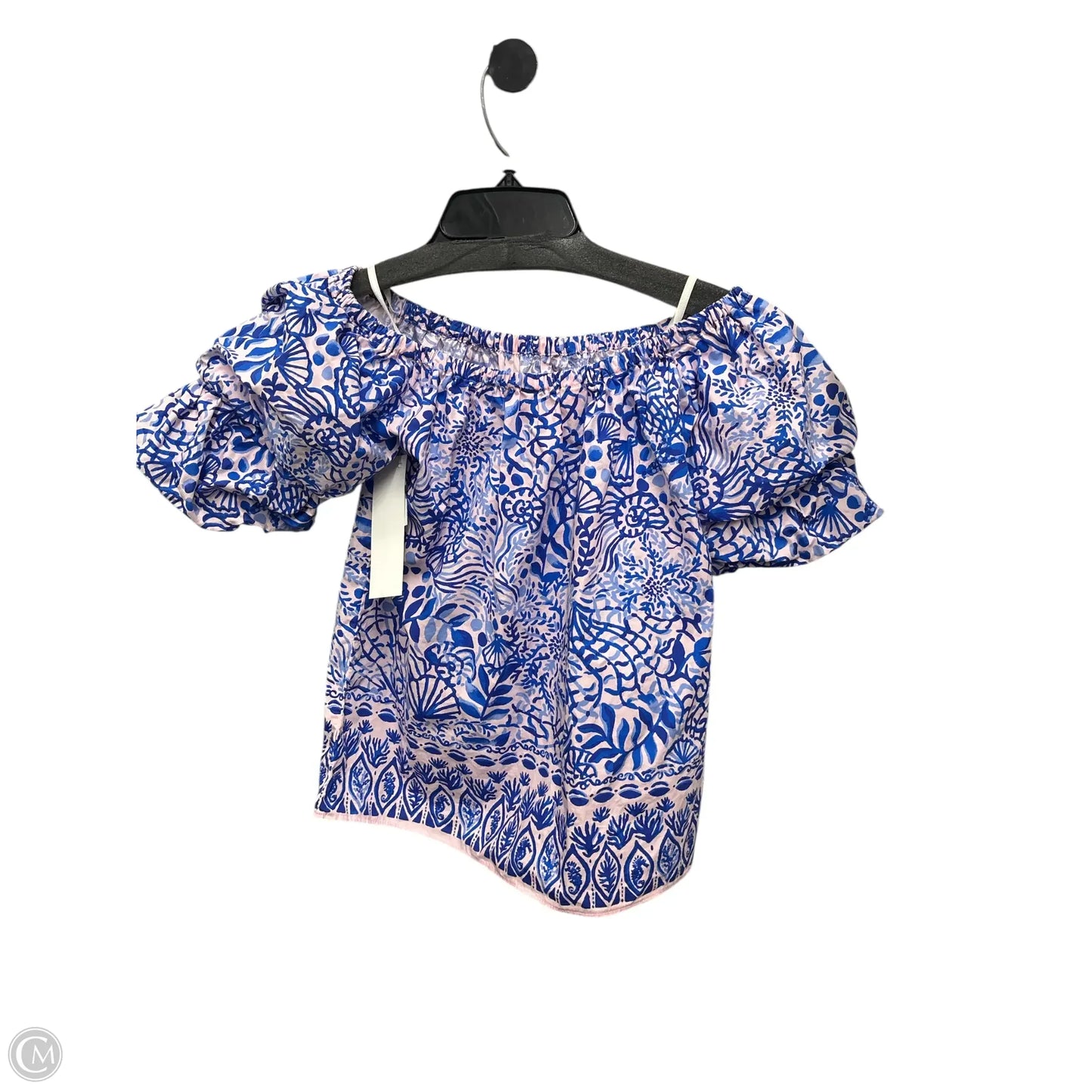 Top Short Sleeve Designer By Lilly Pulitzer In Black & Pink, Size: Xxs