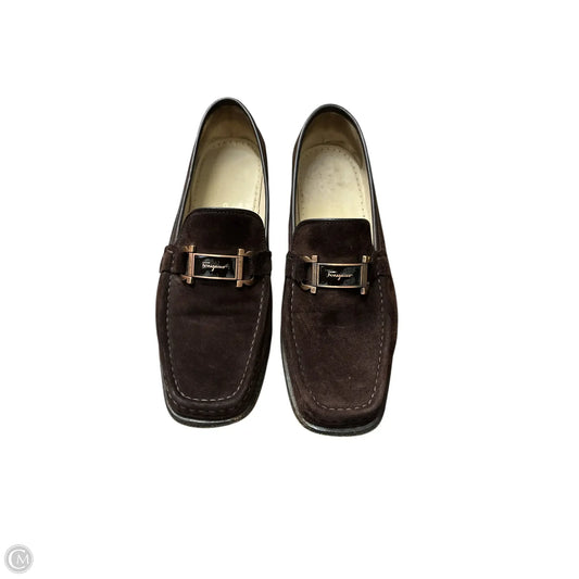 Shoes Luxury Designer By Ferragamo In Brown, Size: 9.5
