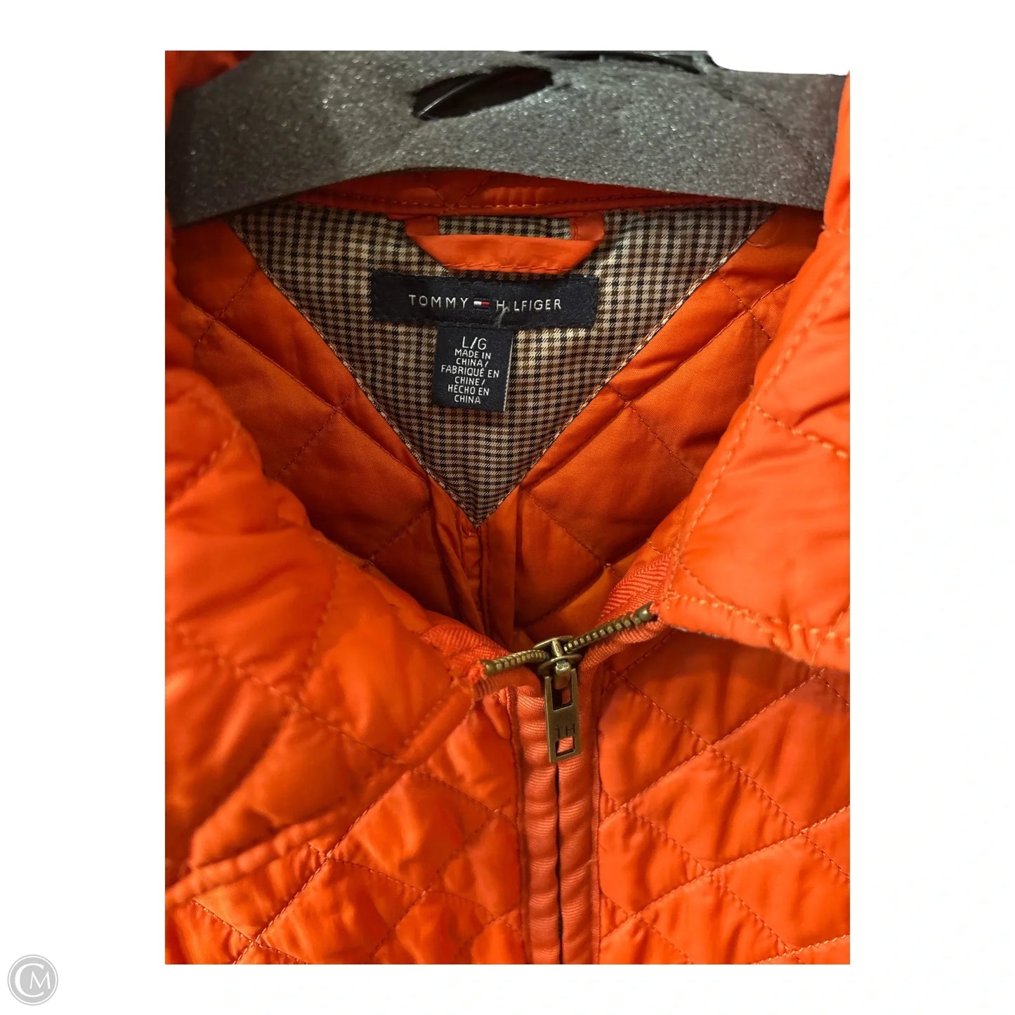 Jacket Puffer & Quilted By Tommy Hilfiger In Orange, Size: L