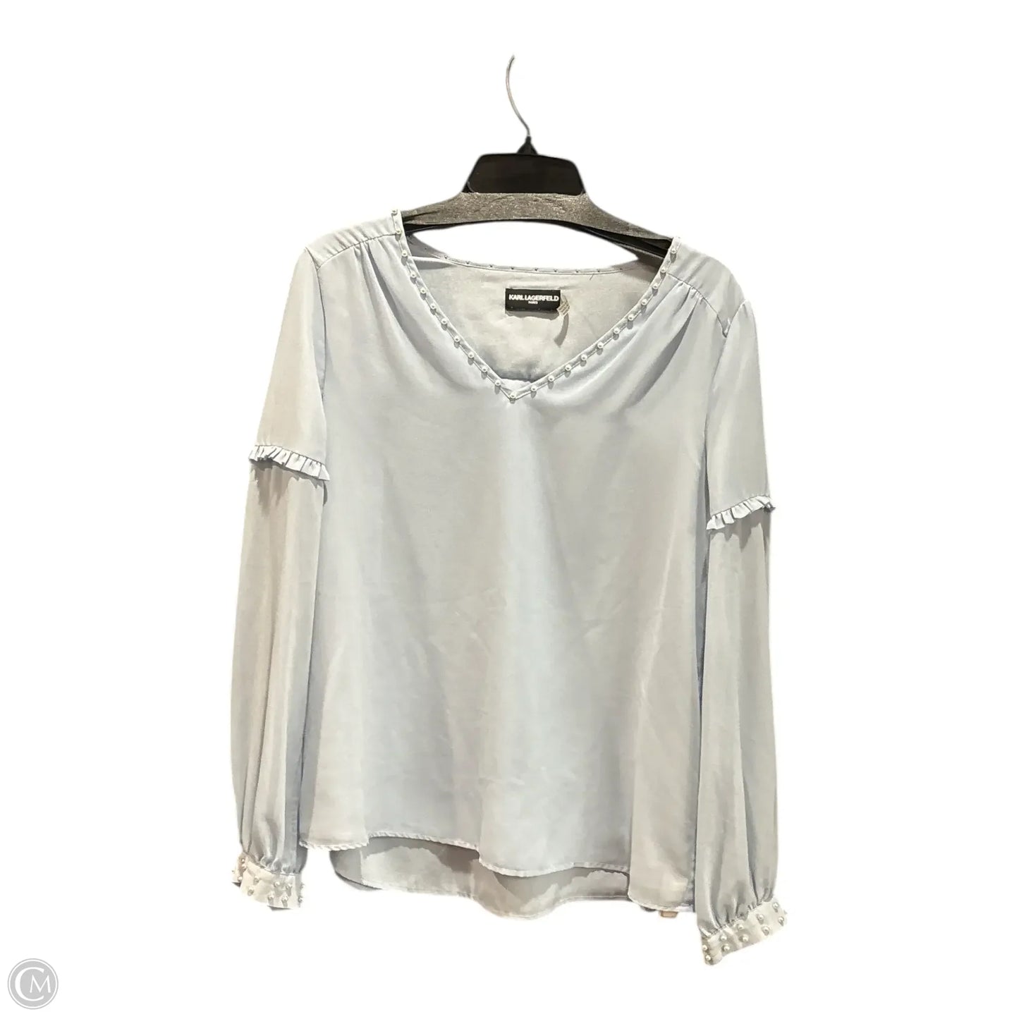 Top Long Sleeve Designer By Karl Lagerfeld In Blue, Size: S