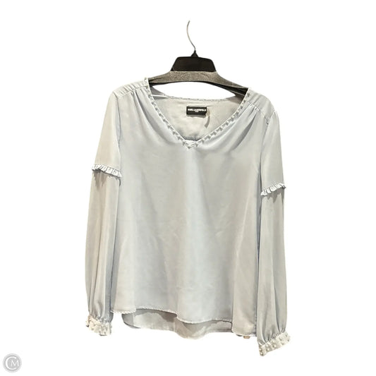 Top Long Sleeve Designer By Karl Lagerfeld In Blue, Size: S