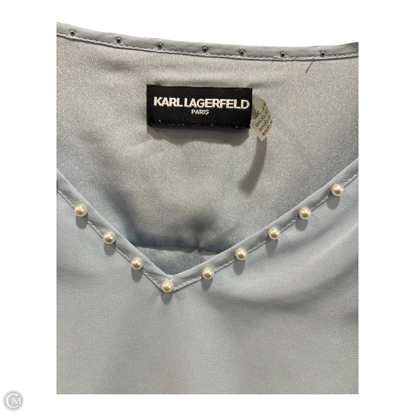 Top Long Sleeve Designer By Karl Lagerfeld In Blue, Size: S