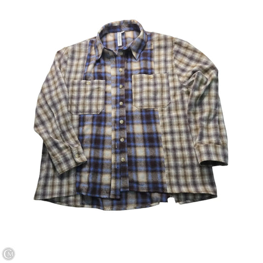 Top Long Sleeve Basic By Grace + Karma In Plaid Pattern, Size: Xl