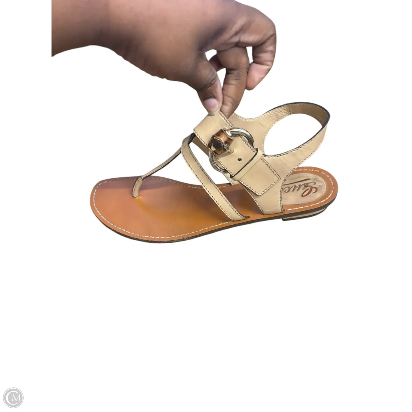 Sandals Luxury Designer By Gucci In Tan, Size: 9.5