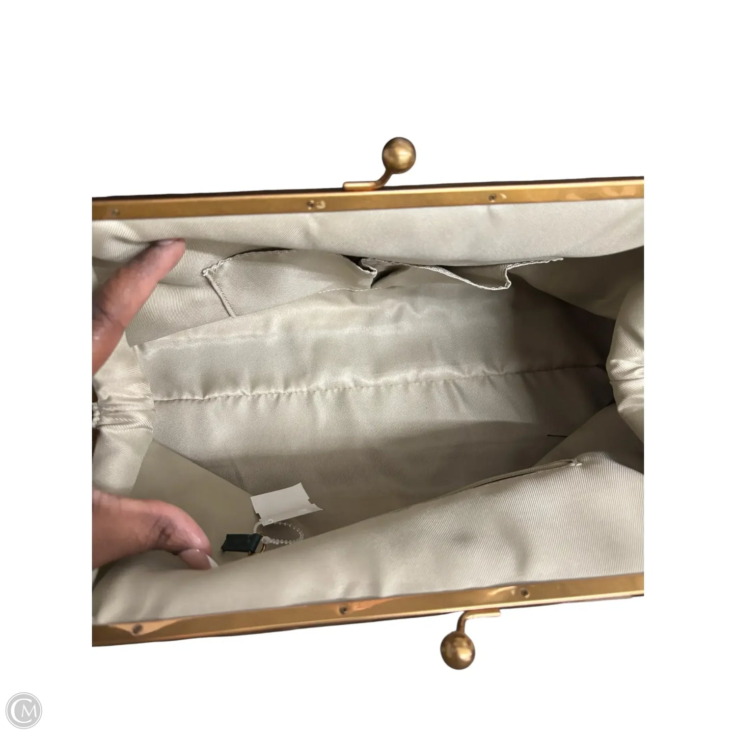 Oversized Kisslock Clutch Leather By AMERICAN LEATHER, Size: Large