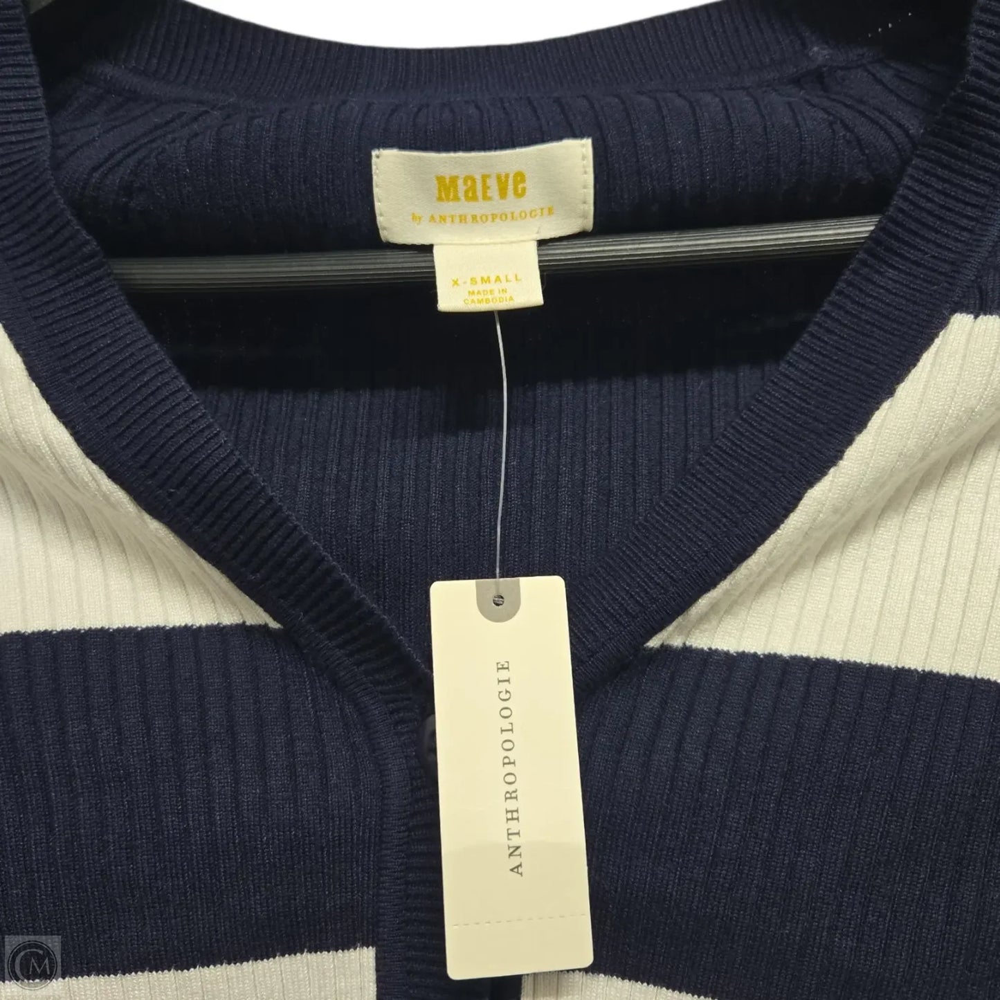 Cardigan By Maeve In Blue & White, Size: Xs