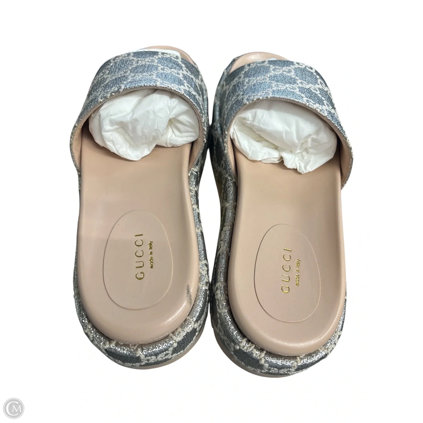 Sandals Luxury Designer By Gucci In Silver