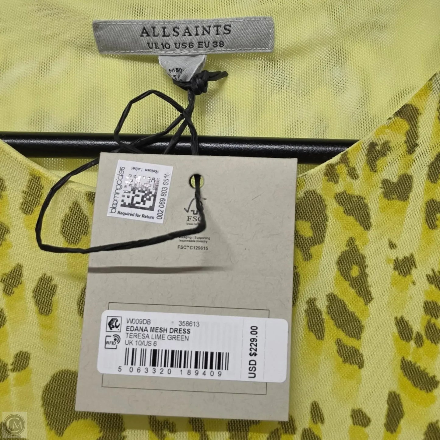 Dress Designer By All Saints In Yellow, Size: 6