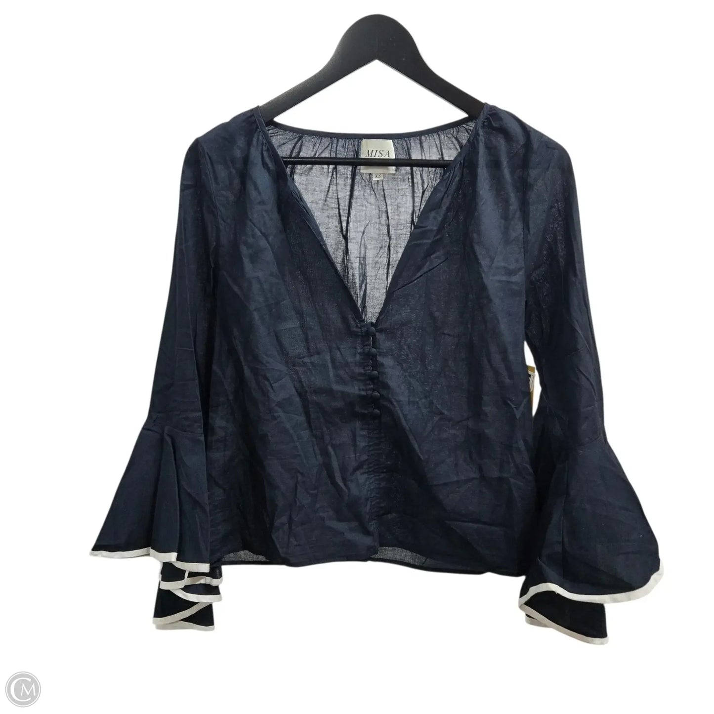 Top Long Sleeve Designer By Misa In Blue, Size: Xs