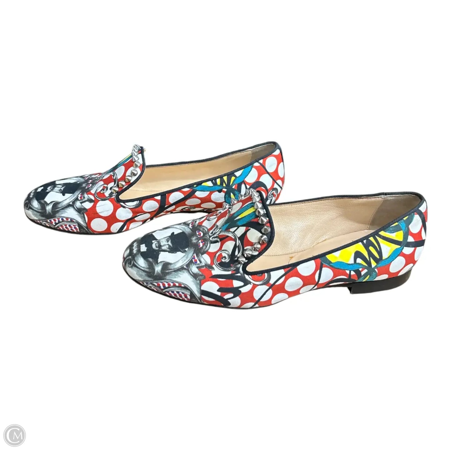 Shoes Luxury Designer By Christian Louboutin In Red & White, Size: