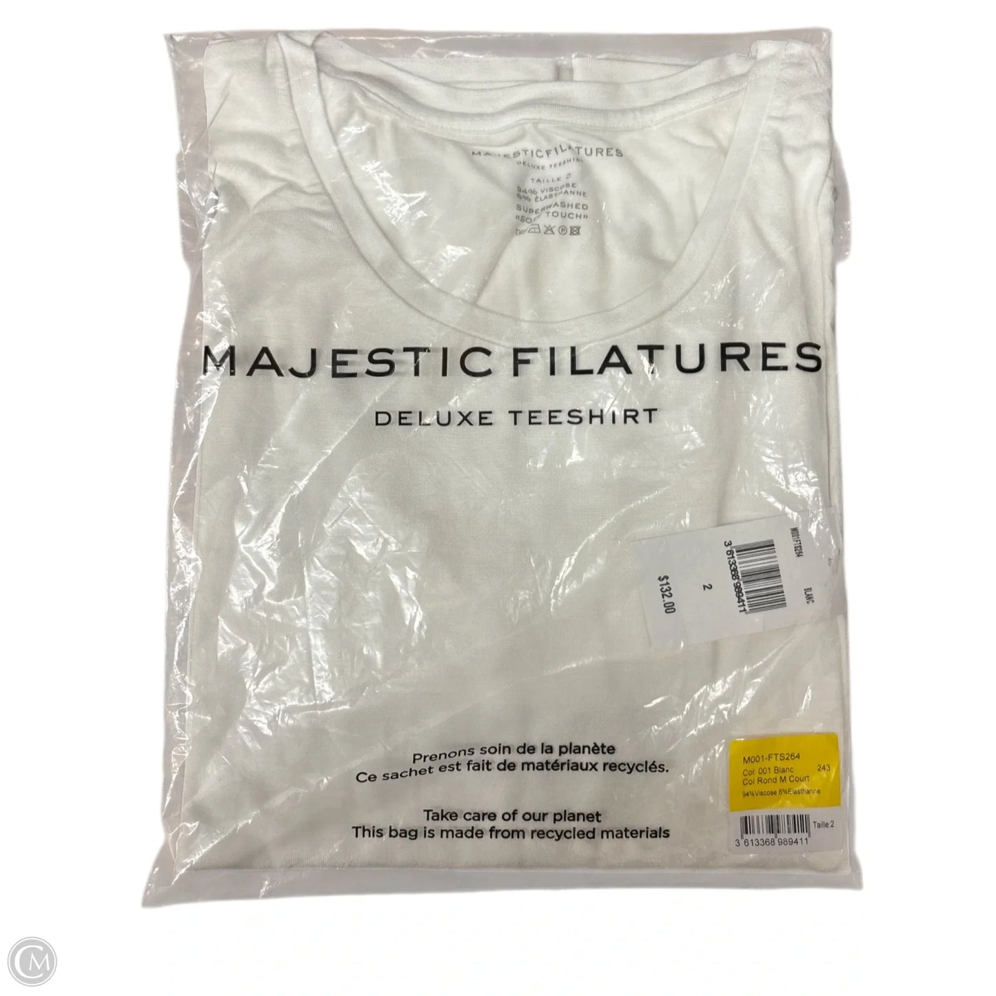 Top Short Sleeve Basic By Majestic Filatures In White, Size: S