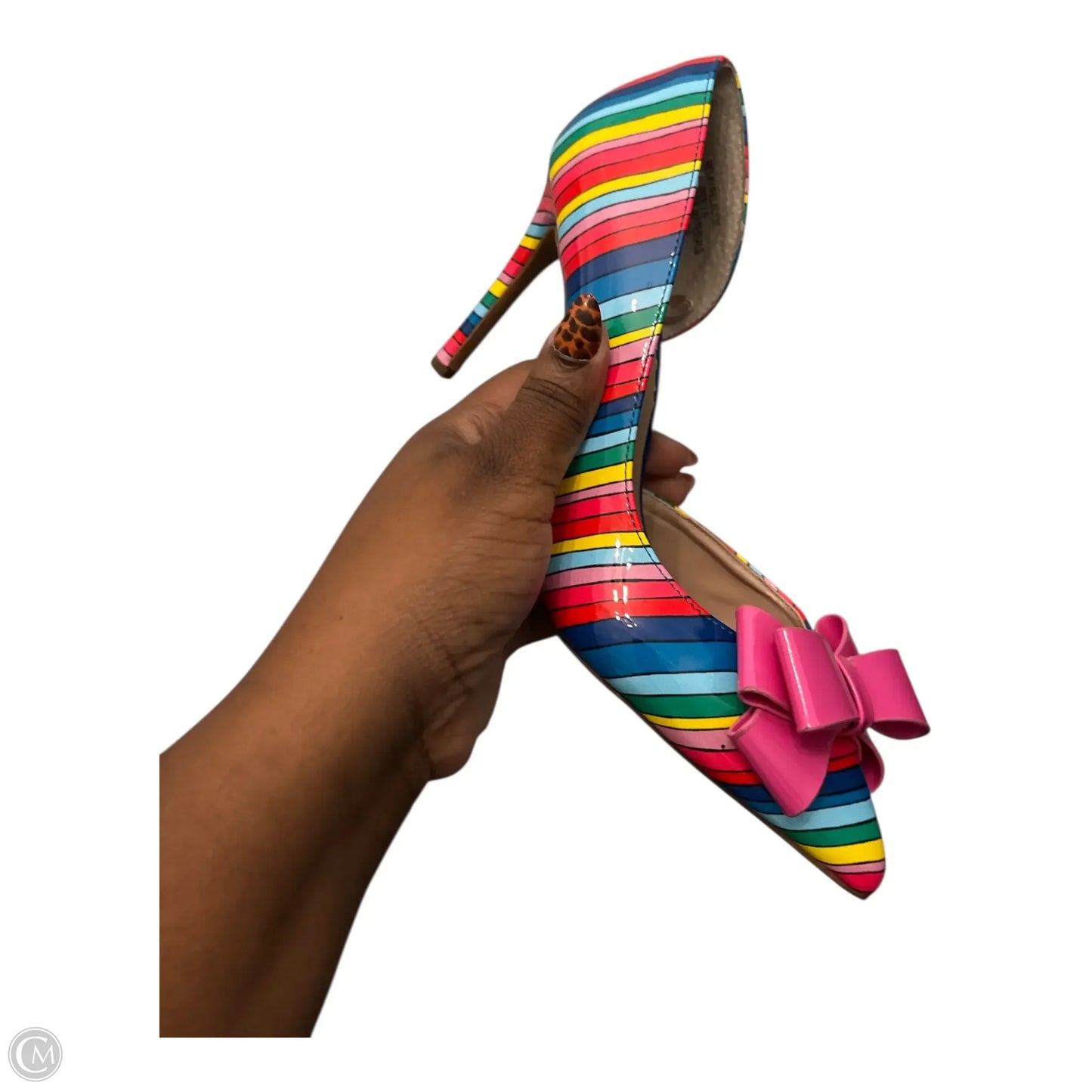 Shoes Heels Stiletto By Betsey Johnson In Rainbow Print, Size: 7.5