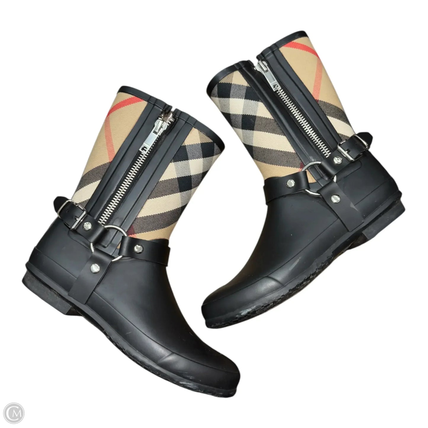 Boots Luxury Designer By Burberry In Plaid Pattern