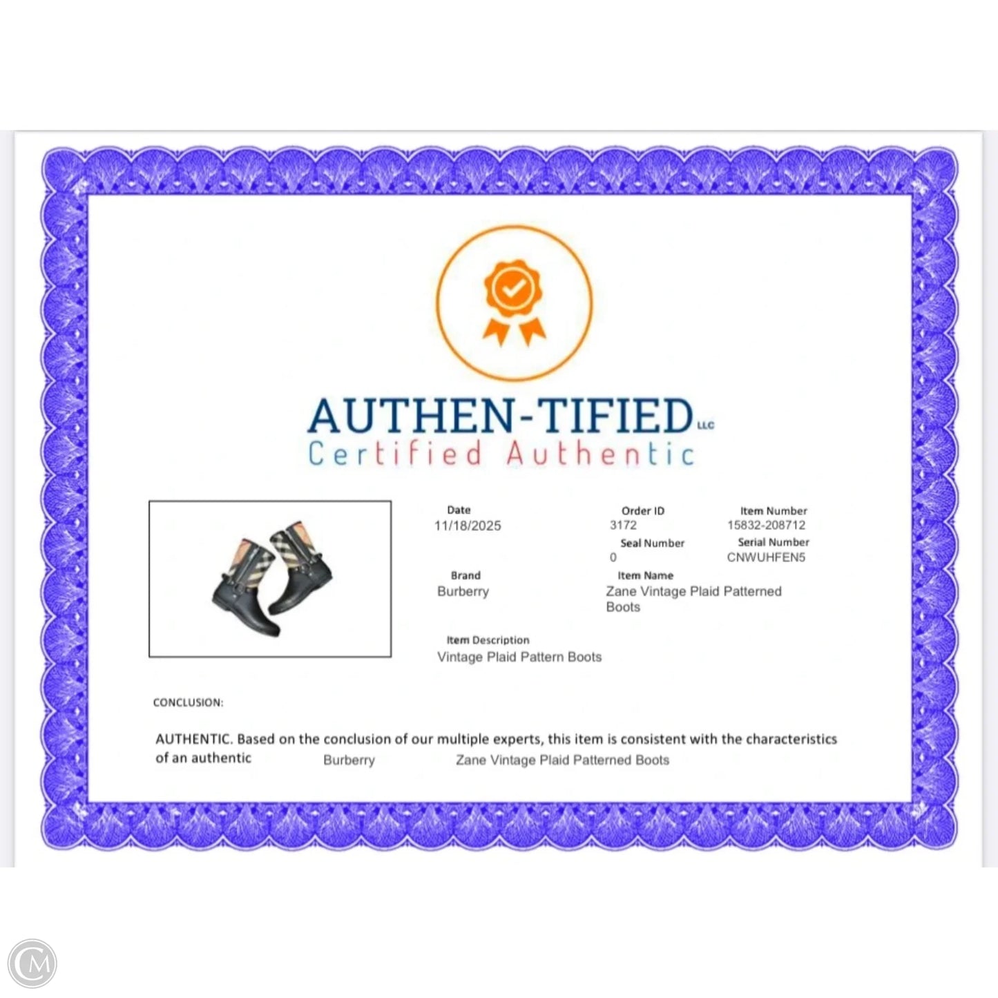 Boots Luxury Designer By Burberry In Plaid Pattern