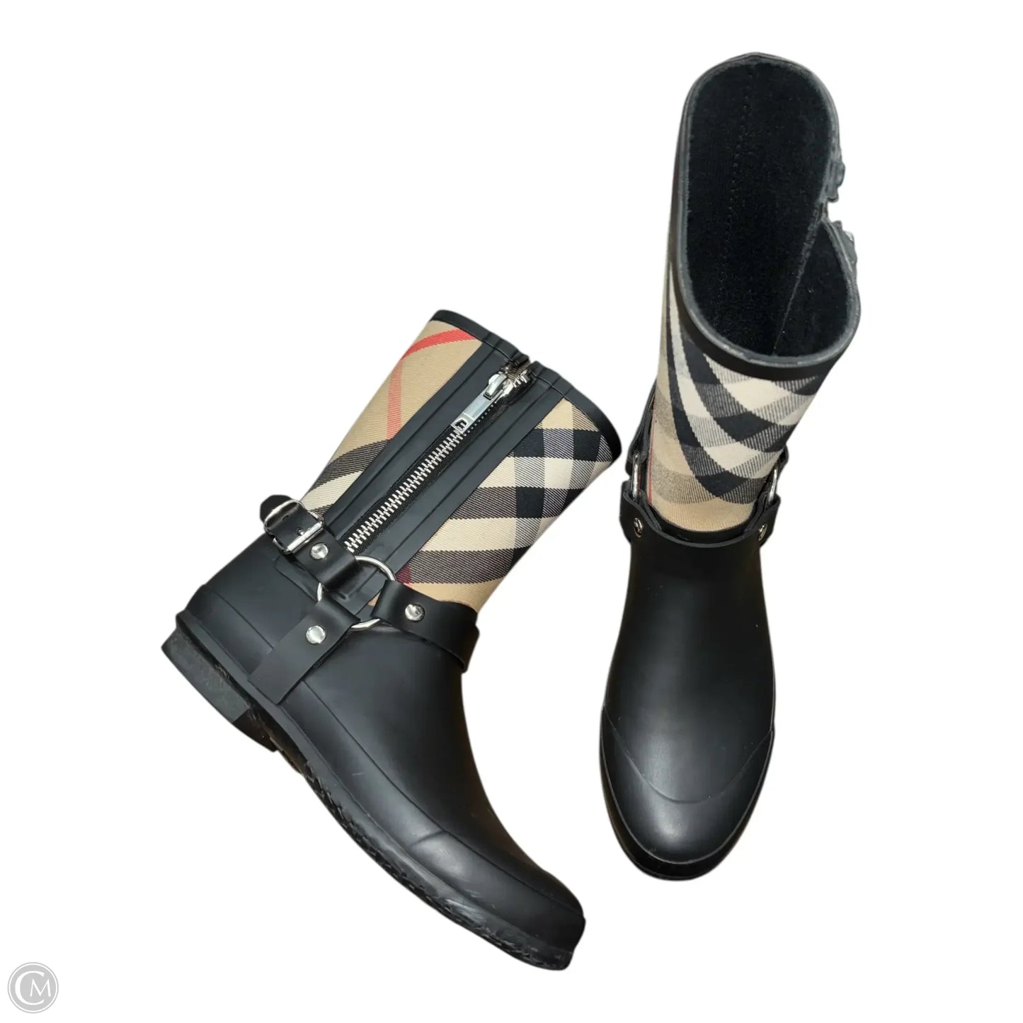 Boots Luxury Designer By Burberry In Plaid Pattern