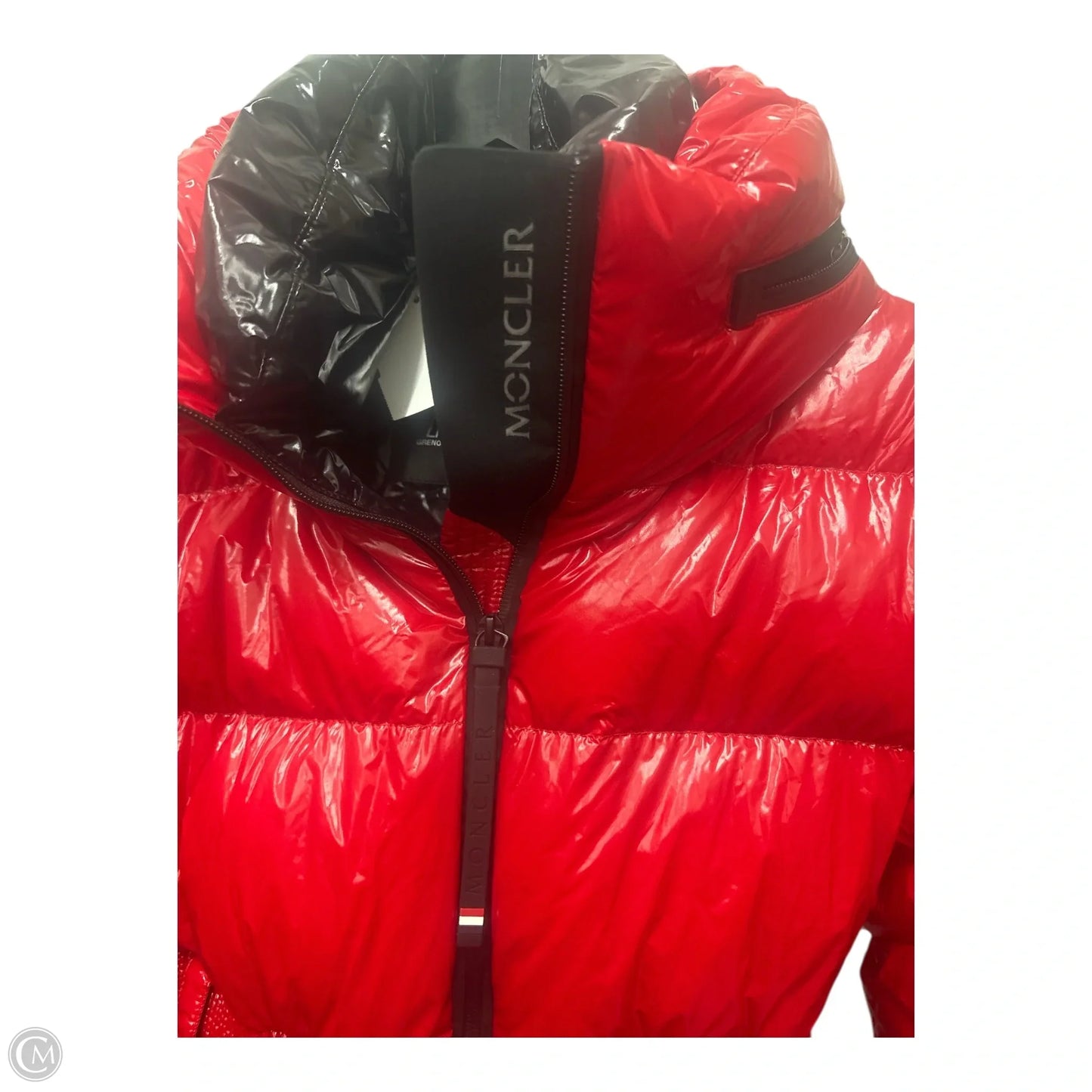 Coat Luxury Designer By Moncler In Red, Size: Xs