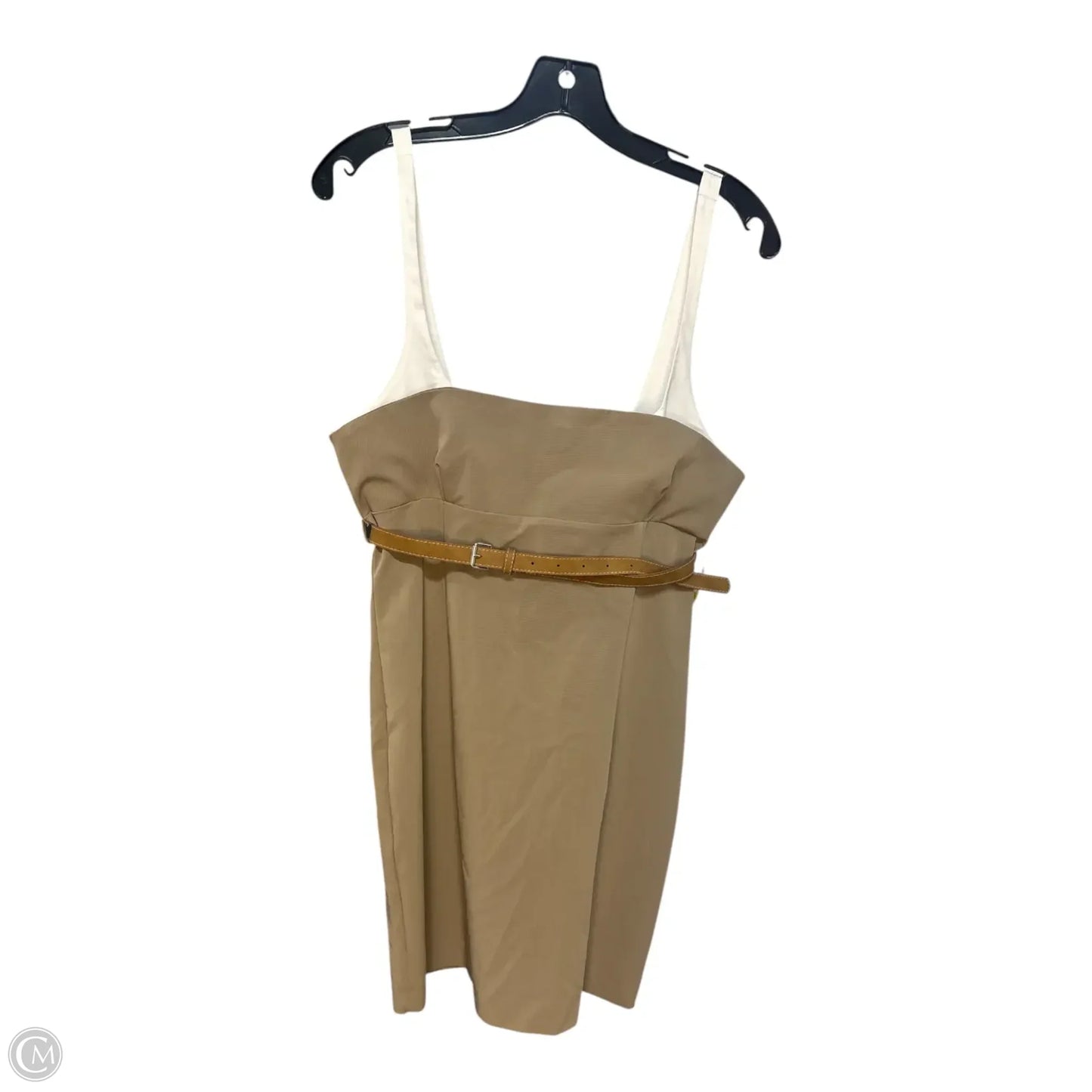 Dress Casual Midi By Zara In Tan & White, Size: L
