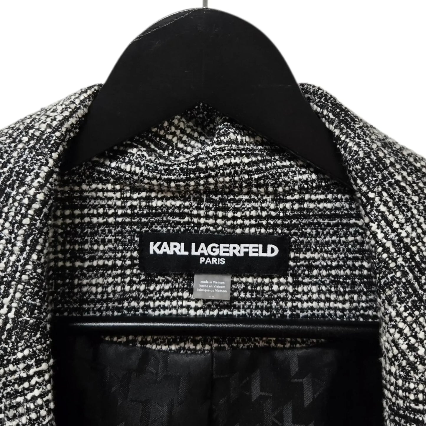 Blazer Designer By Karl Lagerfeld In Black & White, Size: 12