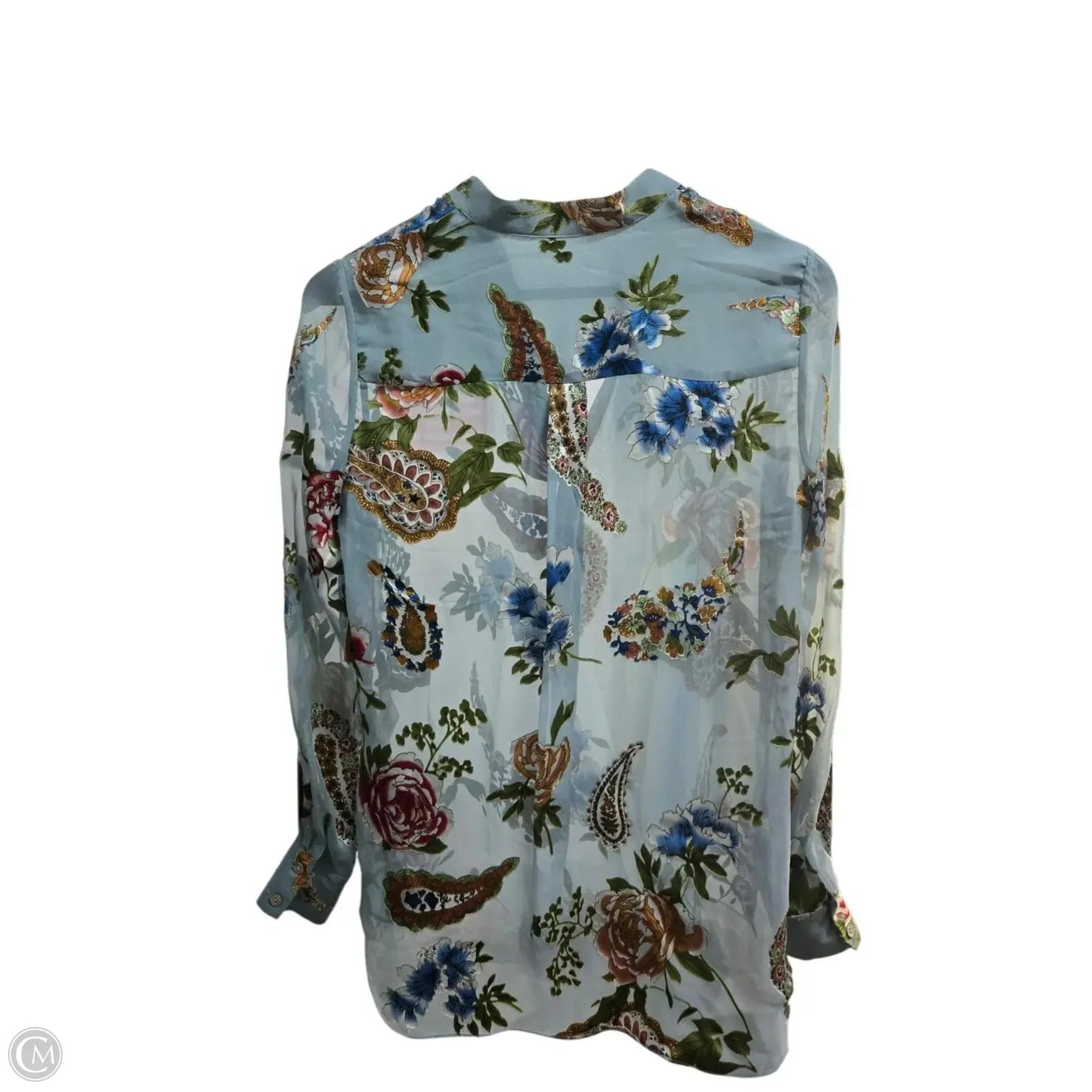 Top Long Sleeve Designer By Alice + Olivia In Blue, Size: S