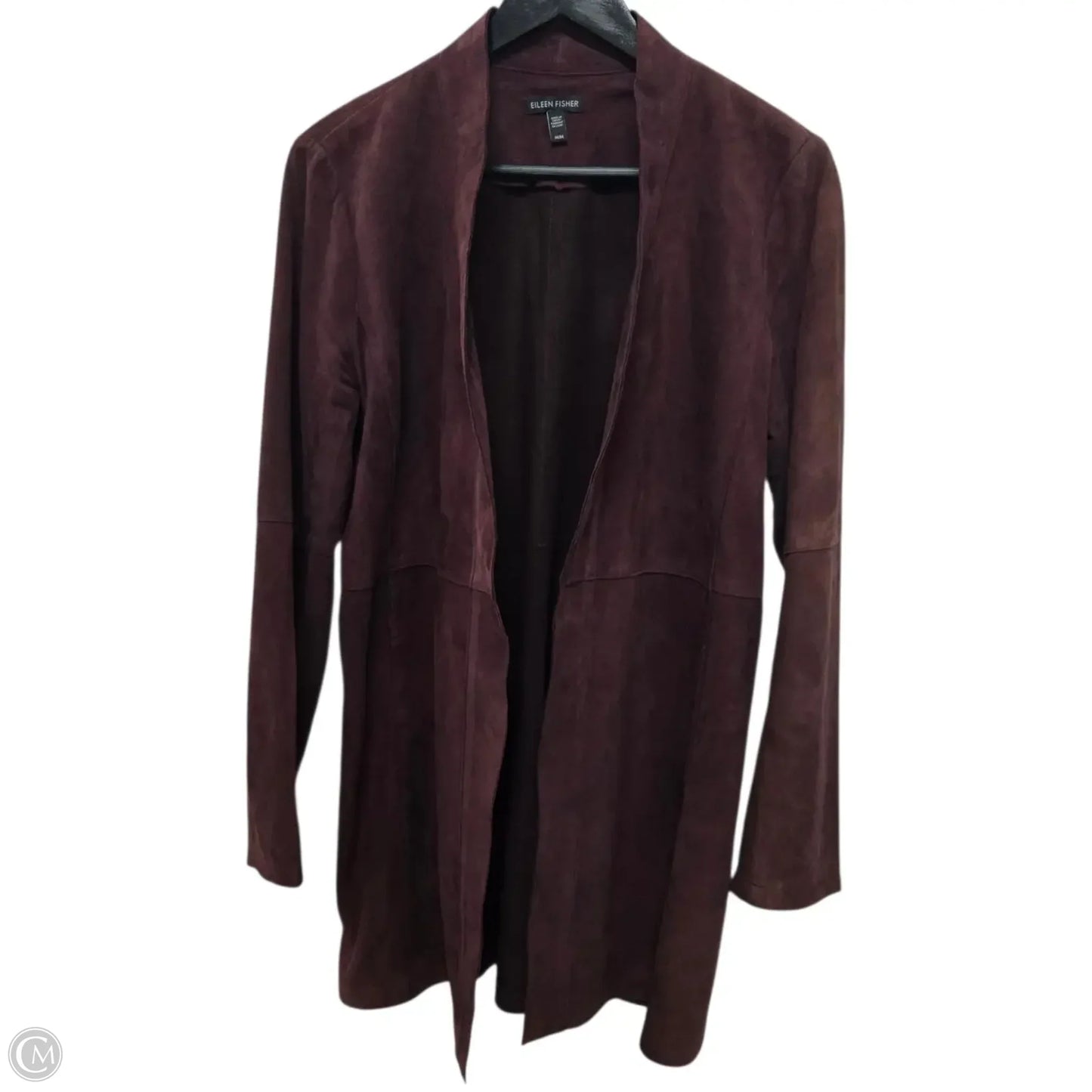 Jacket Leather By Eileen Fisher In Maroon, Size: M