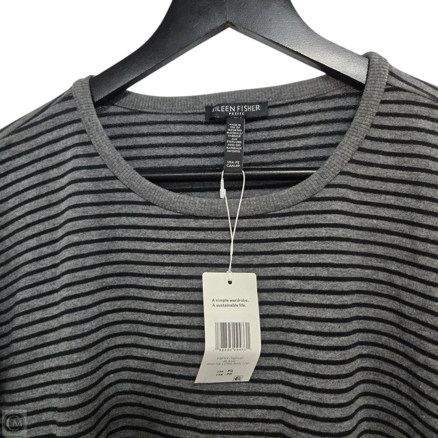 Top Long Sleeve Basic By Eileen Fisher In Black & Grey, Size: Sp