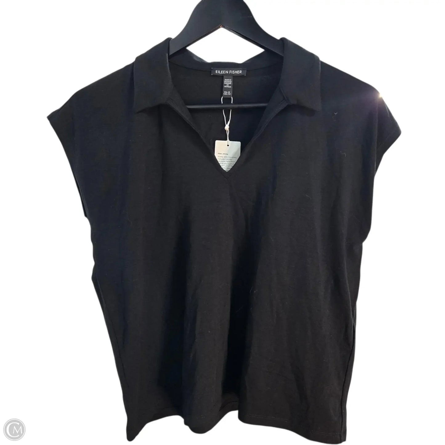 Top Short Sleeve By Eileen Fisher In Black, Size: Sp