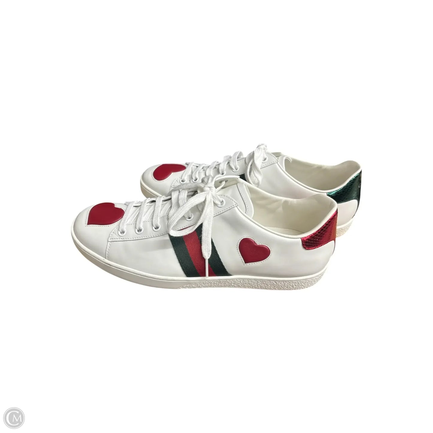 Shoes Luxury Designer By Gucci In Green & Red, Size:41 women's Ace Sneakers Web Heart