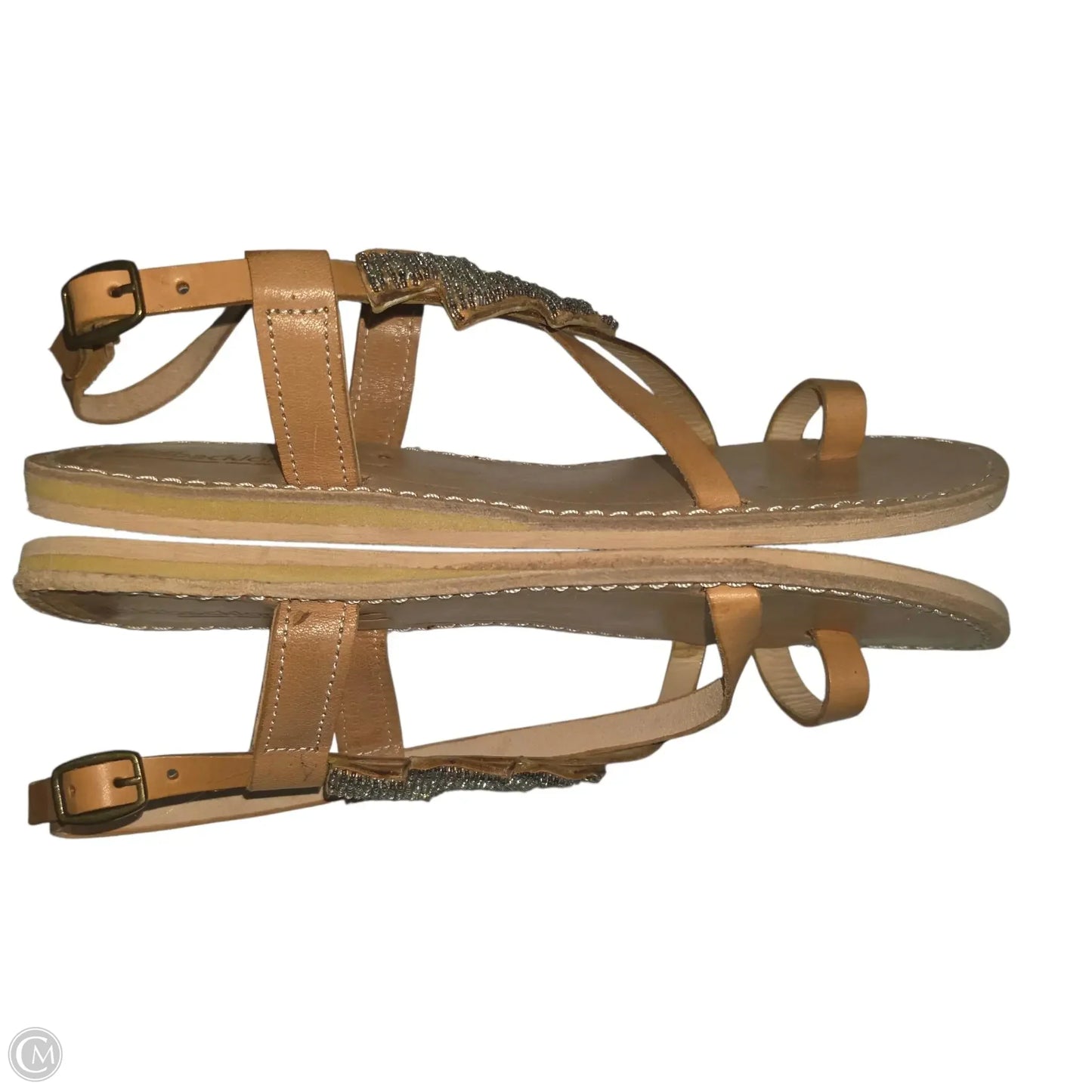 Sandals Flip Flops By LAIDBACK LONDON In Silver, Size: 10