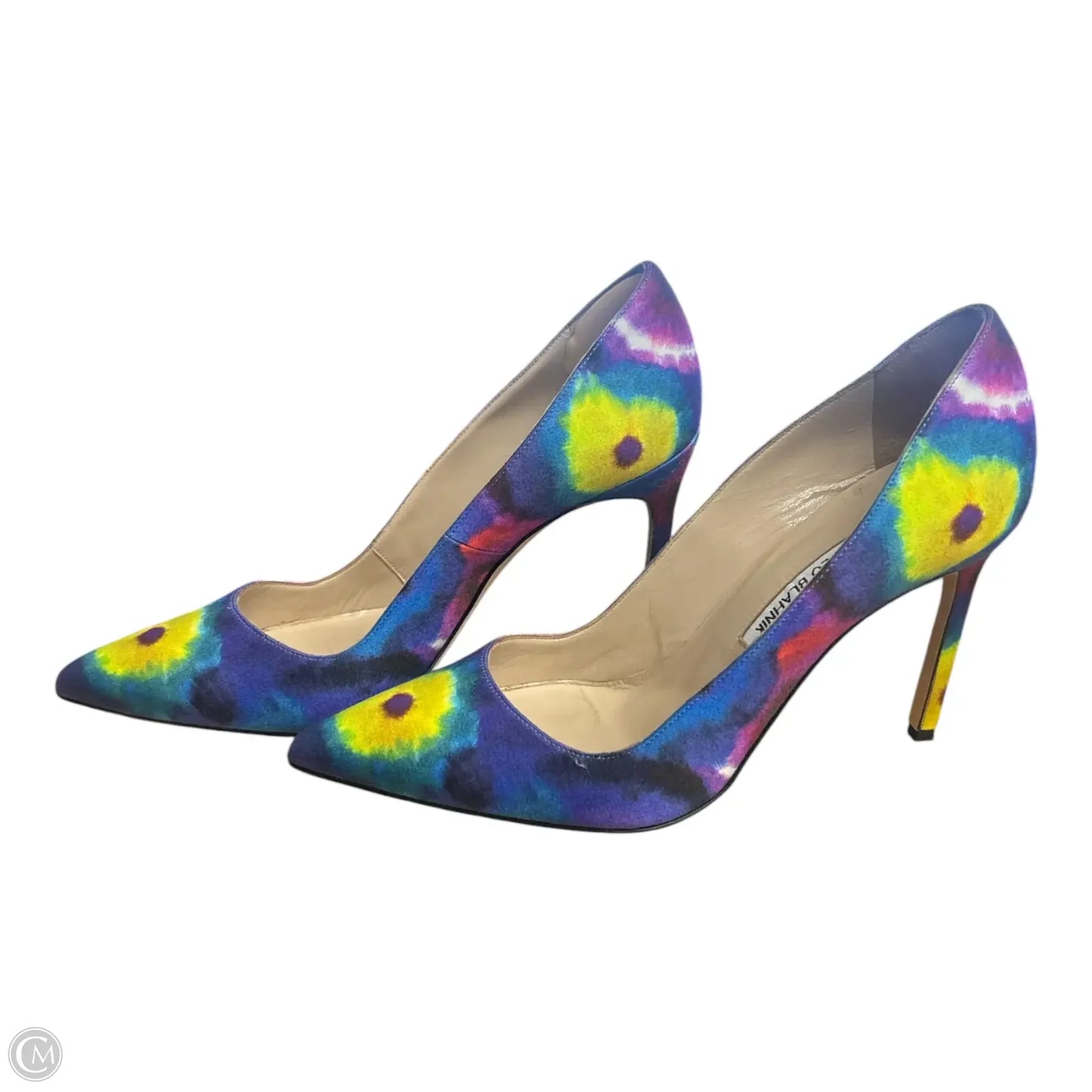 Shoes Luxury Designer By Manolo Blahnik In Tie Dye Print, Size: