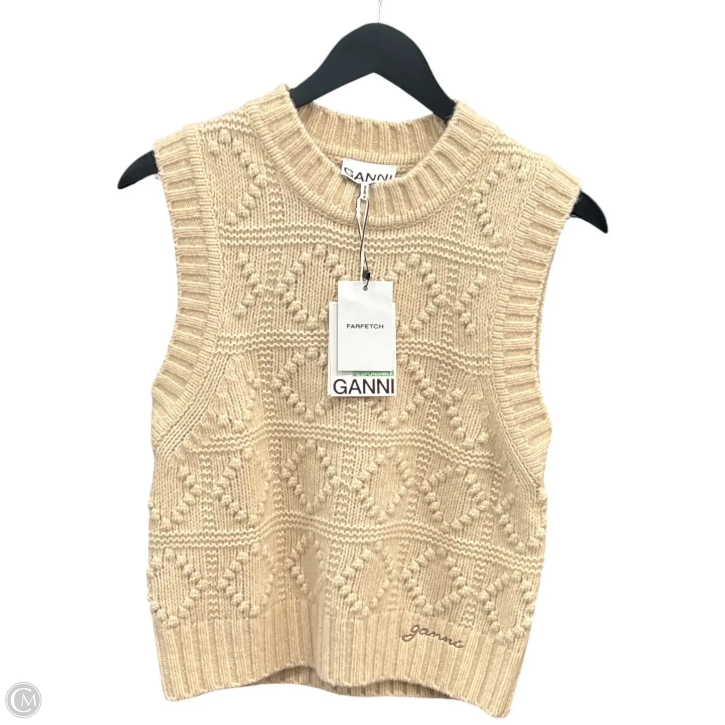 Vest Sweater By Ganni In Cream, Size: S