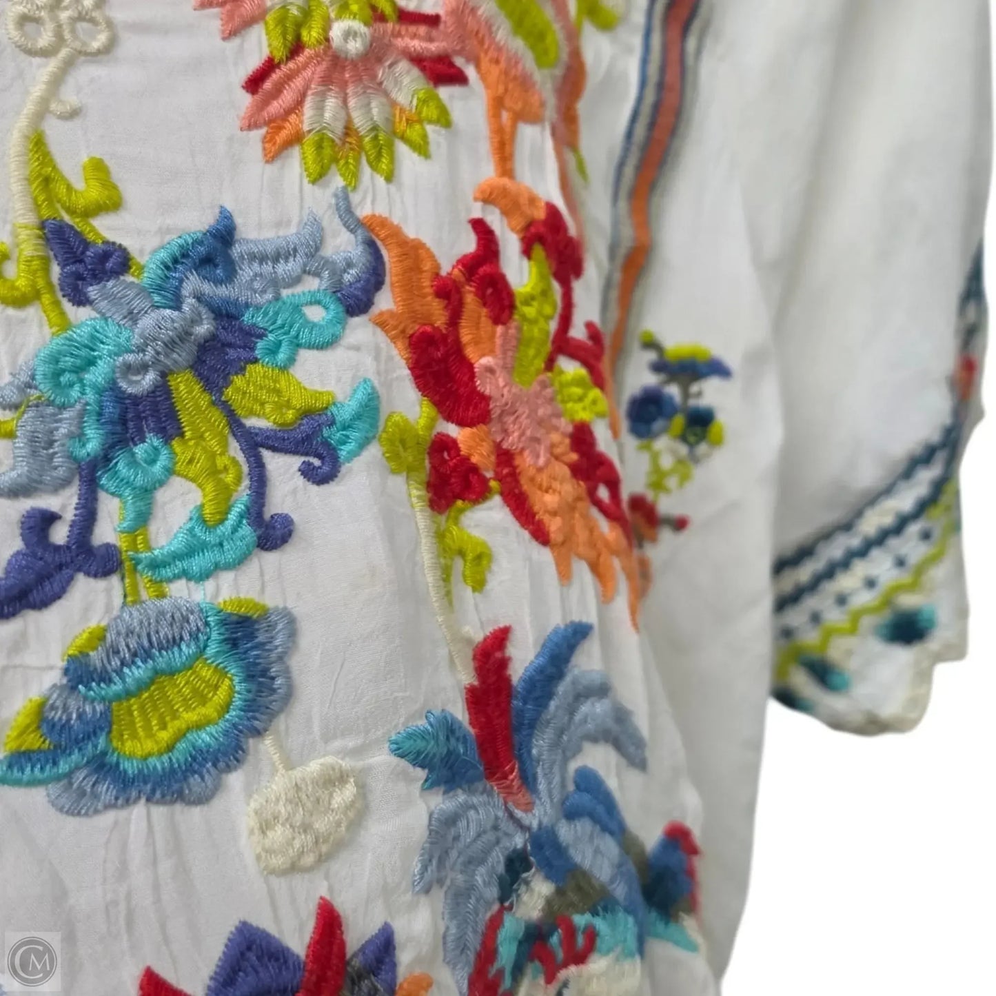 Top Short Sleeve Designer By Johnny Was In Floral Print, Size: S